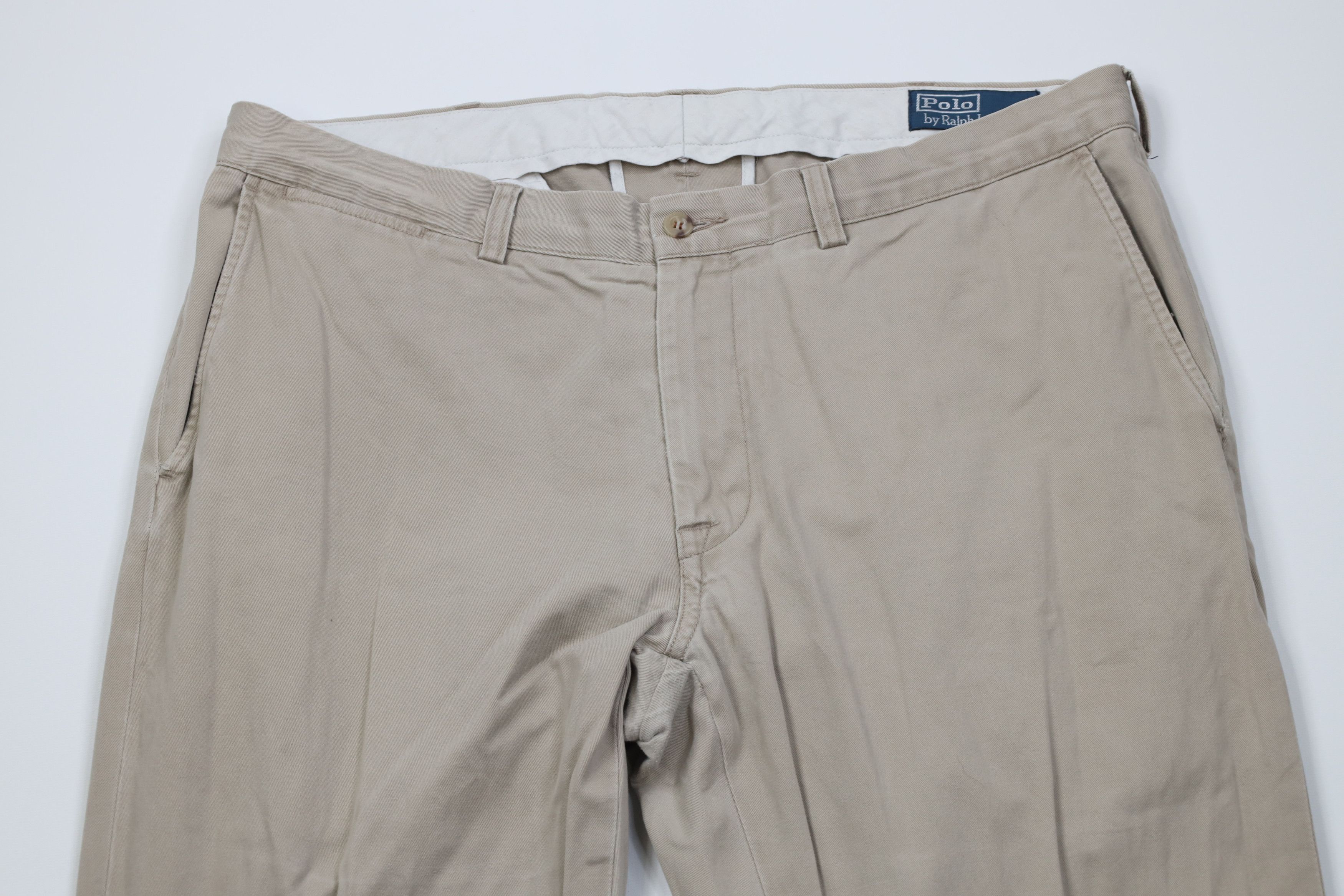 Ralph Lauren Vintage 90s Ralph Lauren Wide Leg Chino Pants Beige Cotton Size US 38 / EU 54 - 2 Thumbnail