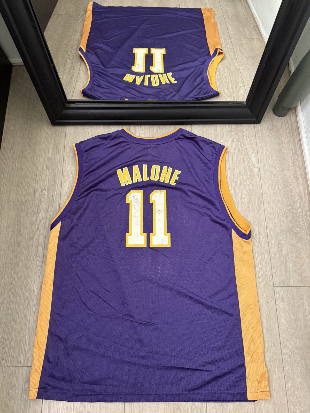 NBA × Reebok × Vintage Vintage / Y2K Los Angeles Lakers Karl Malone #11 Jersey Size US XXL / EU 58 / 5 - 5 Thumbnail