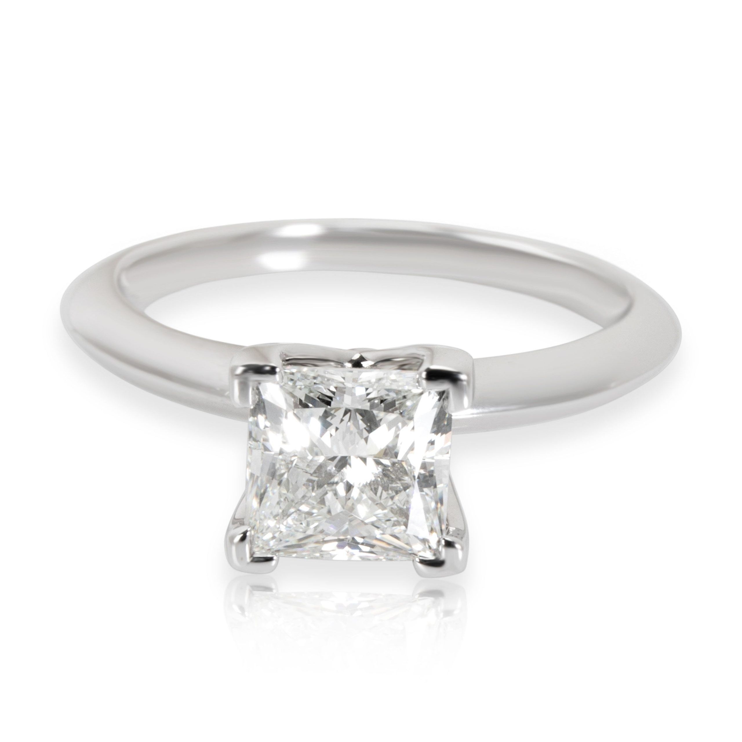 image of Tiffany Co Tiffany & Co. Princess Cut Diamond Engagement Ring In Platinum (1.04 Ct F/vvs2) in Silve