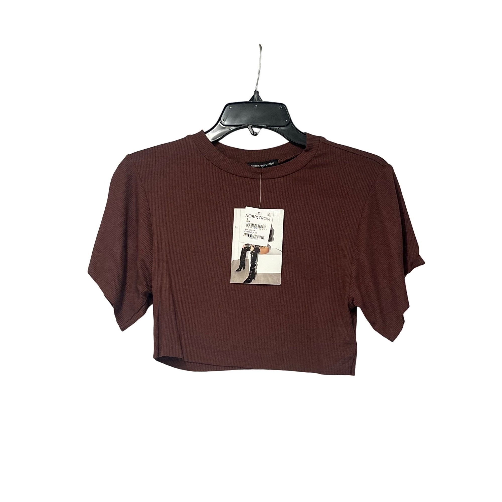 Other Naked Wardrobe Crop T-shirt In Chocolate, Sz. S Size S / US 4 / IT 40 - 4 Thumbnail