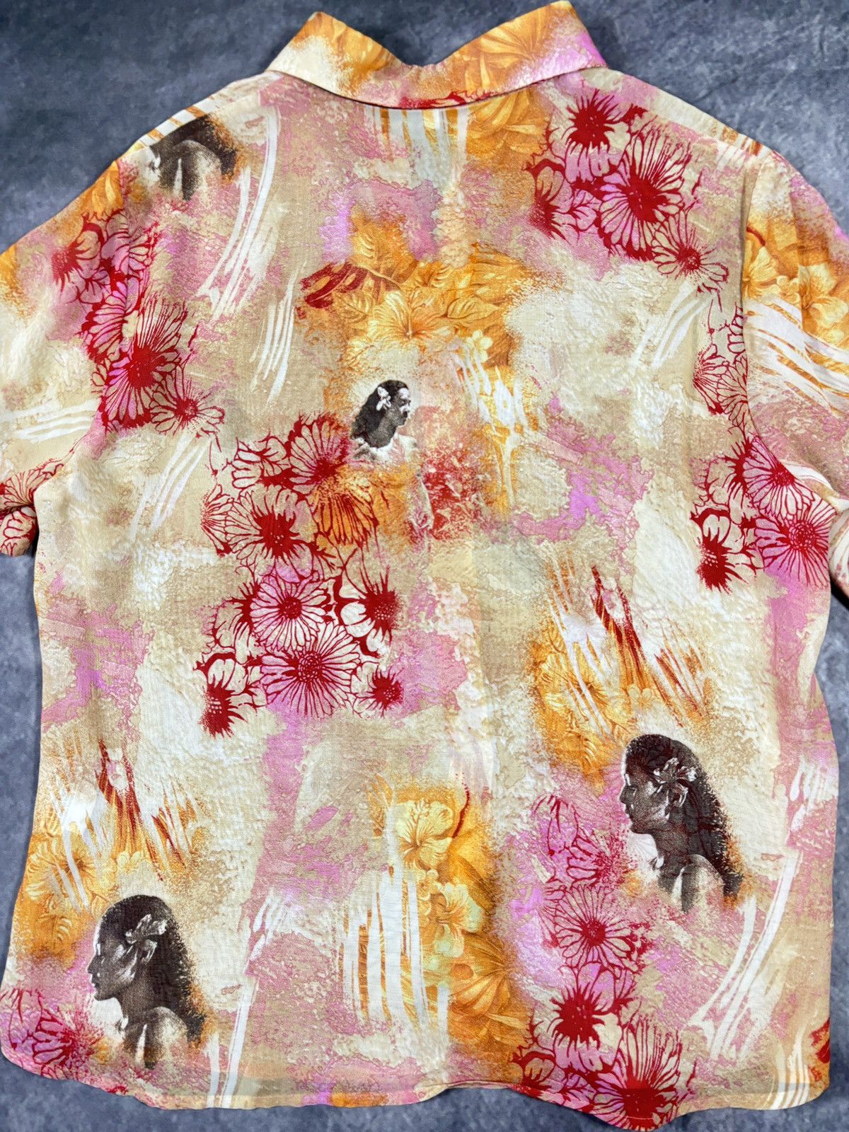 Vintage Vintage Sheer Shirt Shortsleeve Mesh Summer Print Viscose Size US L / EU 52-54 / 3 - 7 Thumbnail
