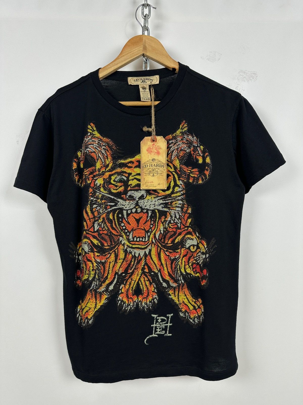 Ed Hardy NWT! Vintage Ed Hardy Rhinestones Tiger Black T-Shirt Size US M / EU 48-50 / 2 - 1 Thumbnail