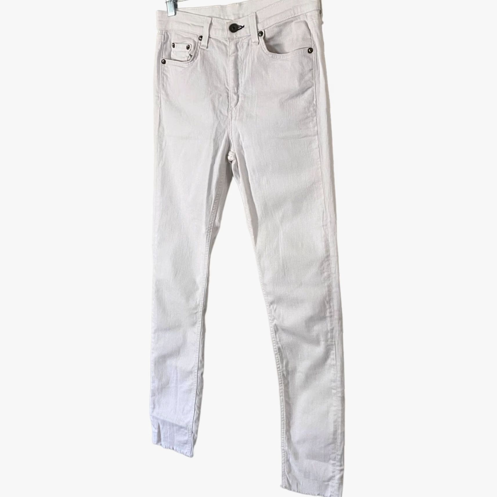 Rag & Bone VINTAGE rag & bone The Dre High-Waisted Skinny Jeans Women's Size 27 White Cotton Blend Denim Stretch Raw-Hem Beach Style Size 27" / US 4 / IT 40 - 2 Thumbnail