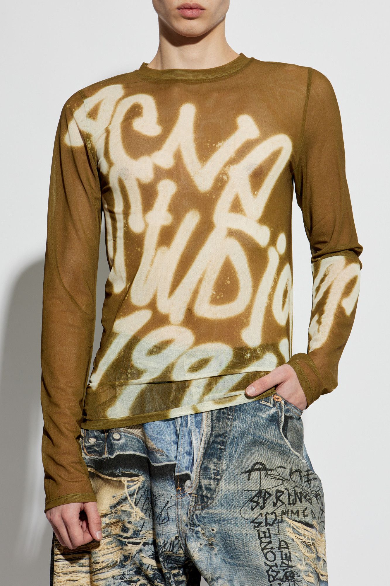 BNWT SS25 ACNE STUDIOS SPRAYED LOGO LS TSHIRT L