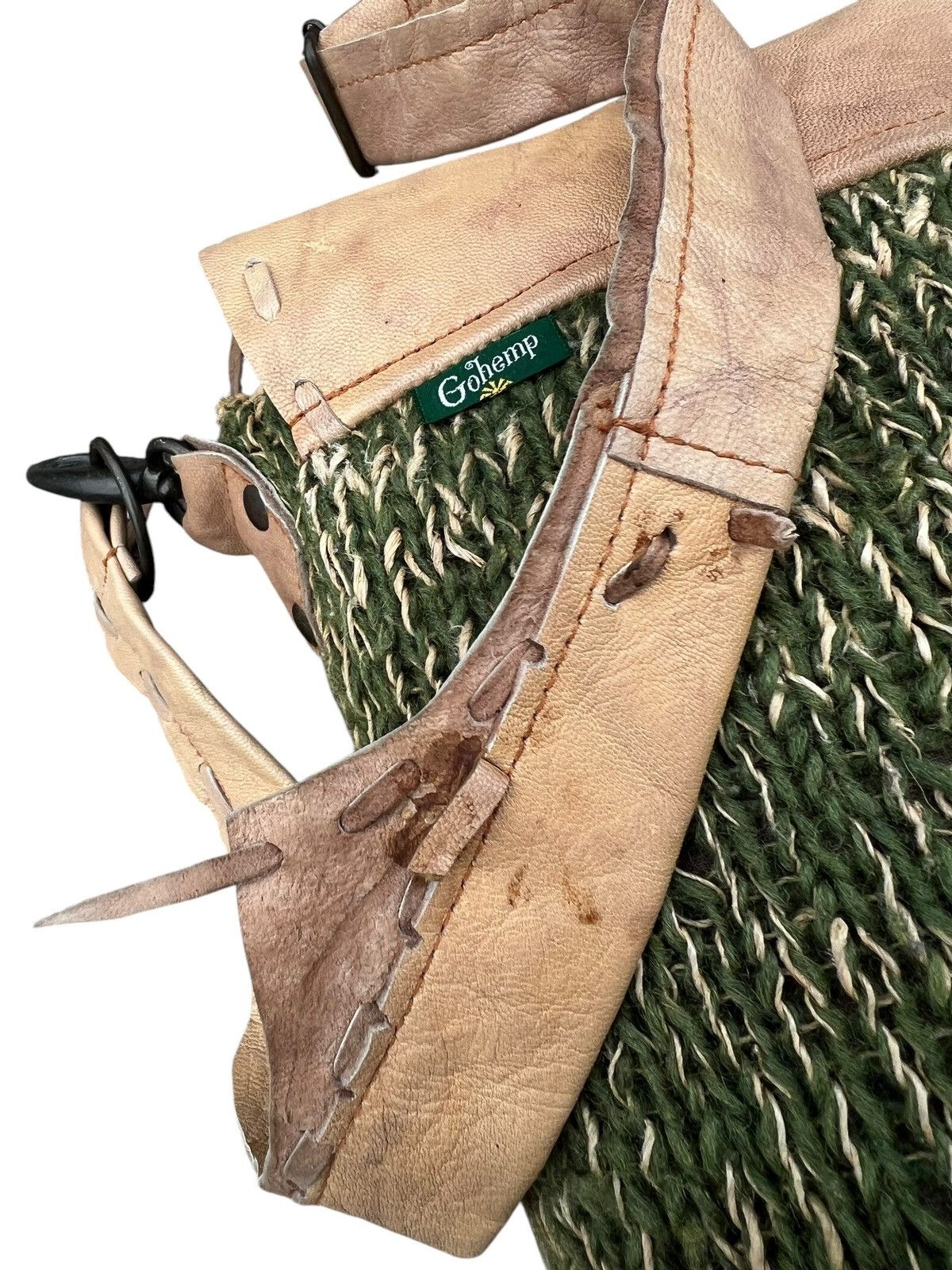 Leather Vintage Gohemp Gowest Japan Distress Patina Leather Wool Bag Size ONE SIZE - 12 Thumbnail