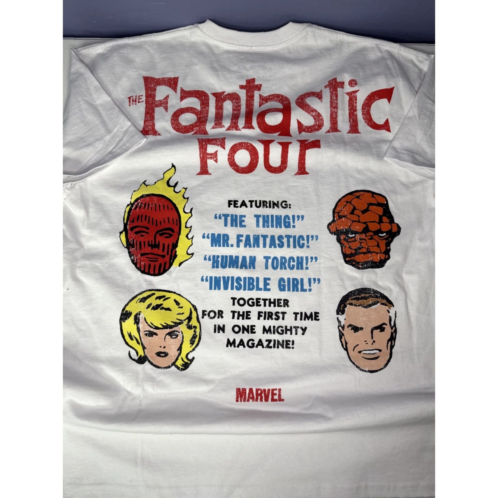 Vintage American Thrift Fantastic 4 Four Front & Back Print Retro T Shirt Tee Sz M White Men M Shirt Size US M / EU 48-50 / 2 - 2 Thumbnail