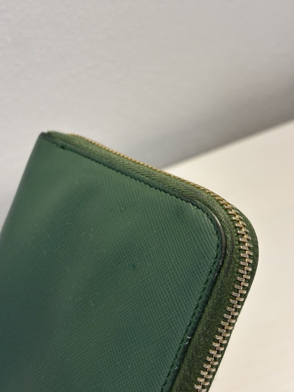 Prada Prada Dark Green Saffiano Leather Logo Zip Around Wallet Size ONE SIZE - 13 Thumbnail