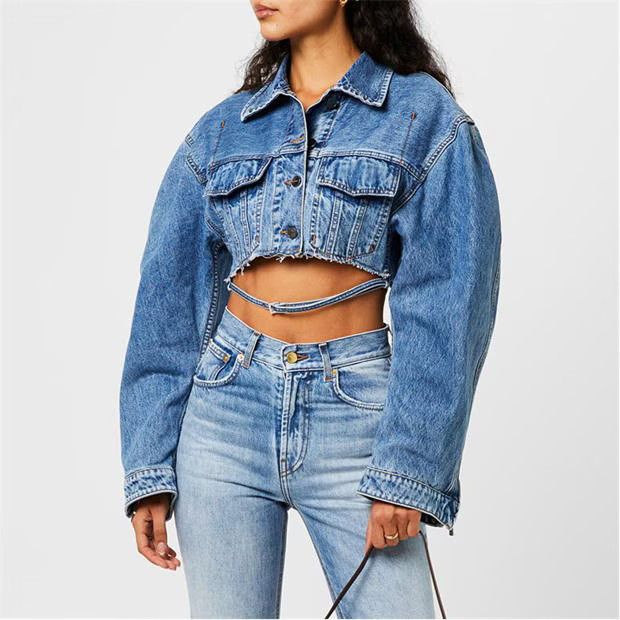 Jacquemus o1g2r1mq1024 Cropped Denim Jacket in Denim Blue Size M / US 6-8 / IT 42-44 - 4 Thumbnail
