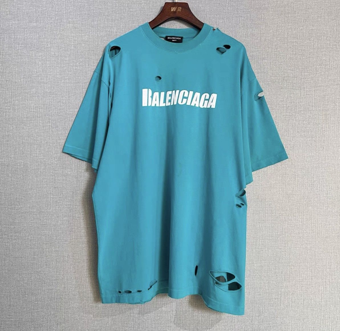 Balenciaga Balenciaga Turquoise / Lake Green Distressed Logo Short Size US M / EU 48-50 / 2 - 1 Thumbnail