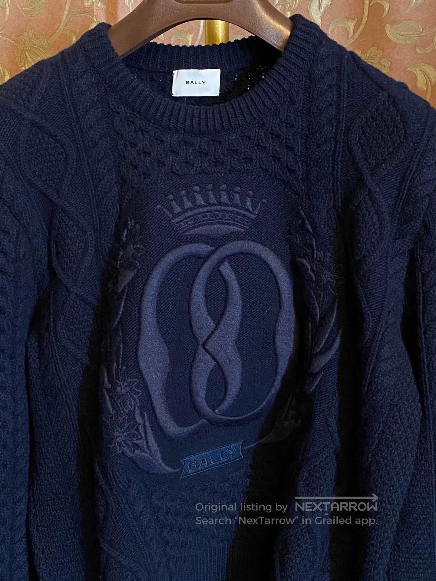 Bally BALLY Dark Blue Cable-Knit Wool Sweater. Size US S / EU 44-46 / 1 - 2 Thumbnail