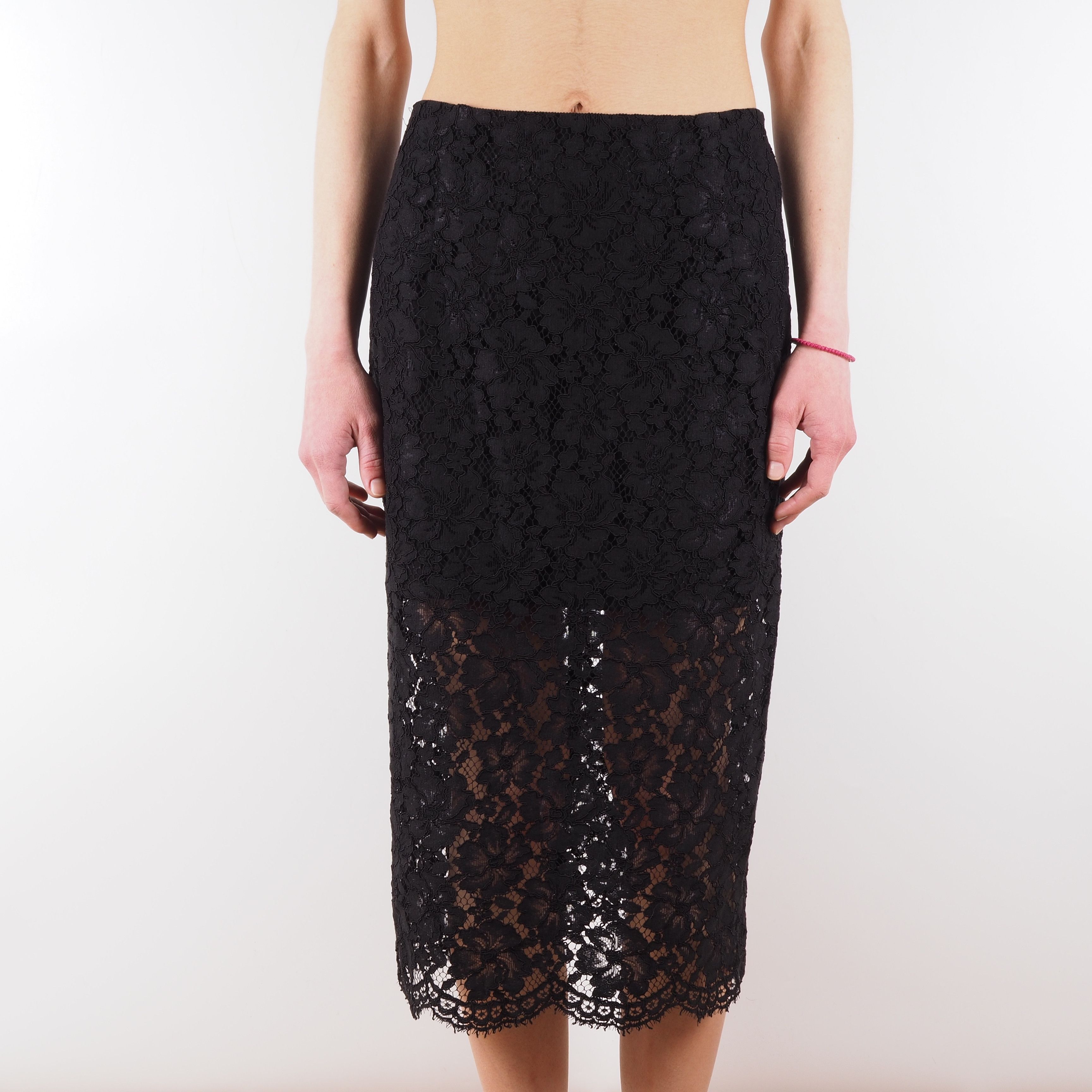 Maje Sandro Black Mid Length Lace Floral Sheer Skirt Size 27" / US 4 / IT 40 - 2 Thumbnail