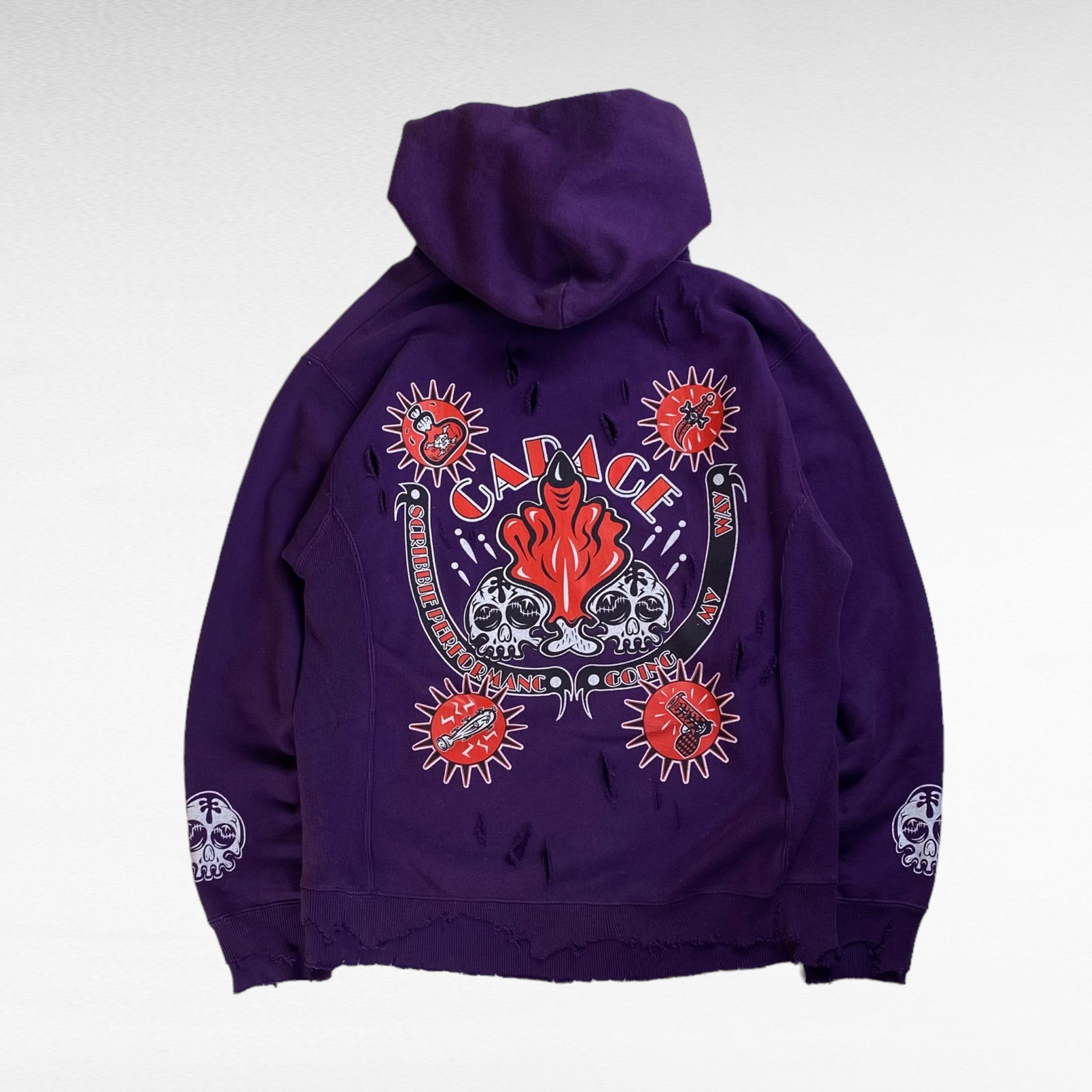 Vintage CARACE Remake Boro Reverse Weave Sweat Hoodie Purple Size M Size US M / EU 48-50 / 2 - 1 Thumbnail