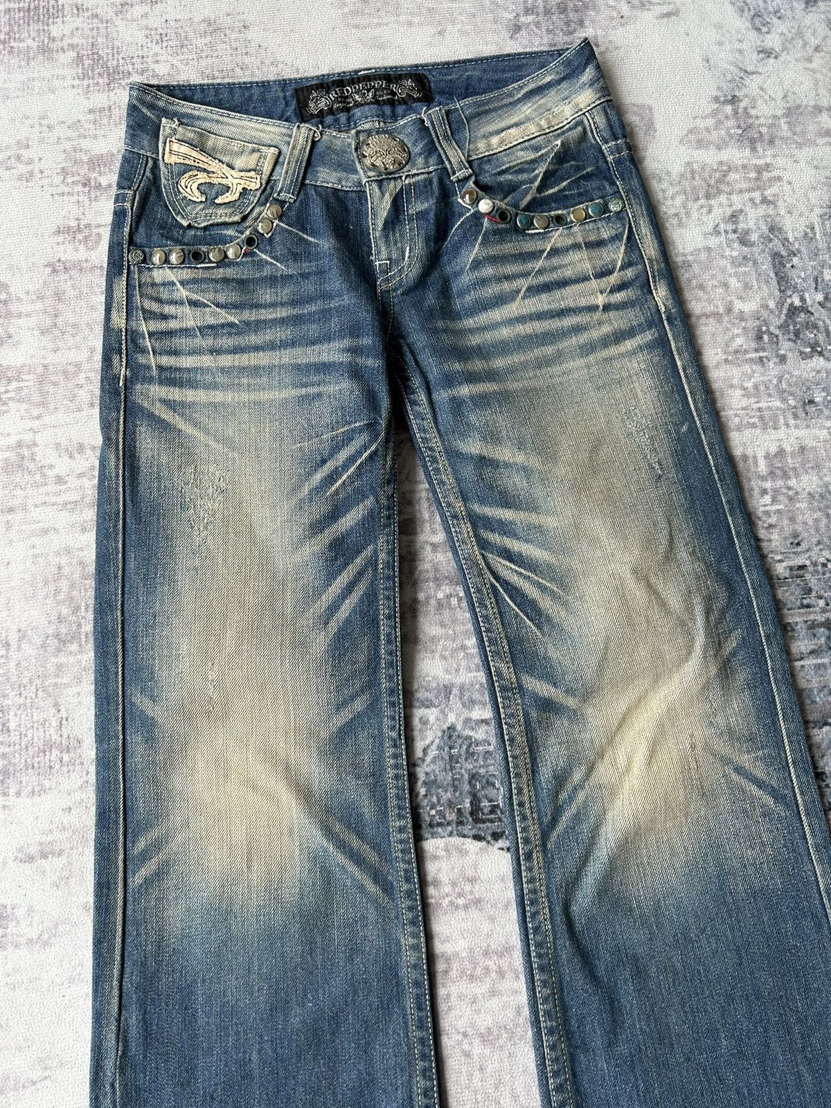 Ed Hardy Y2k Red Pepper Embroidery Punk Style Jeans Size US 28 / EU 44 - 10 Thumbnail