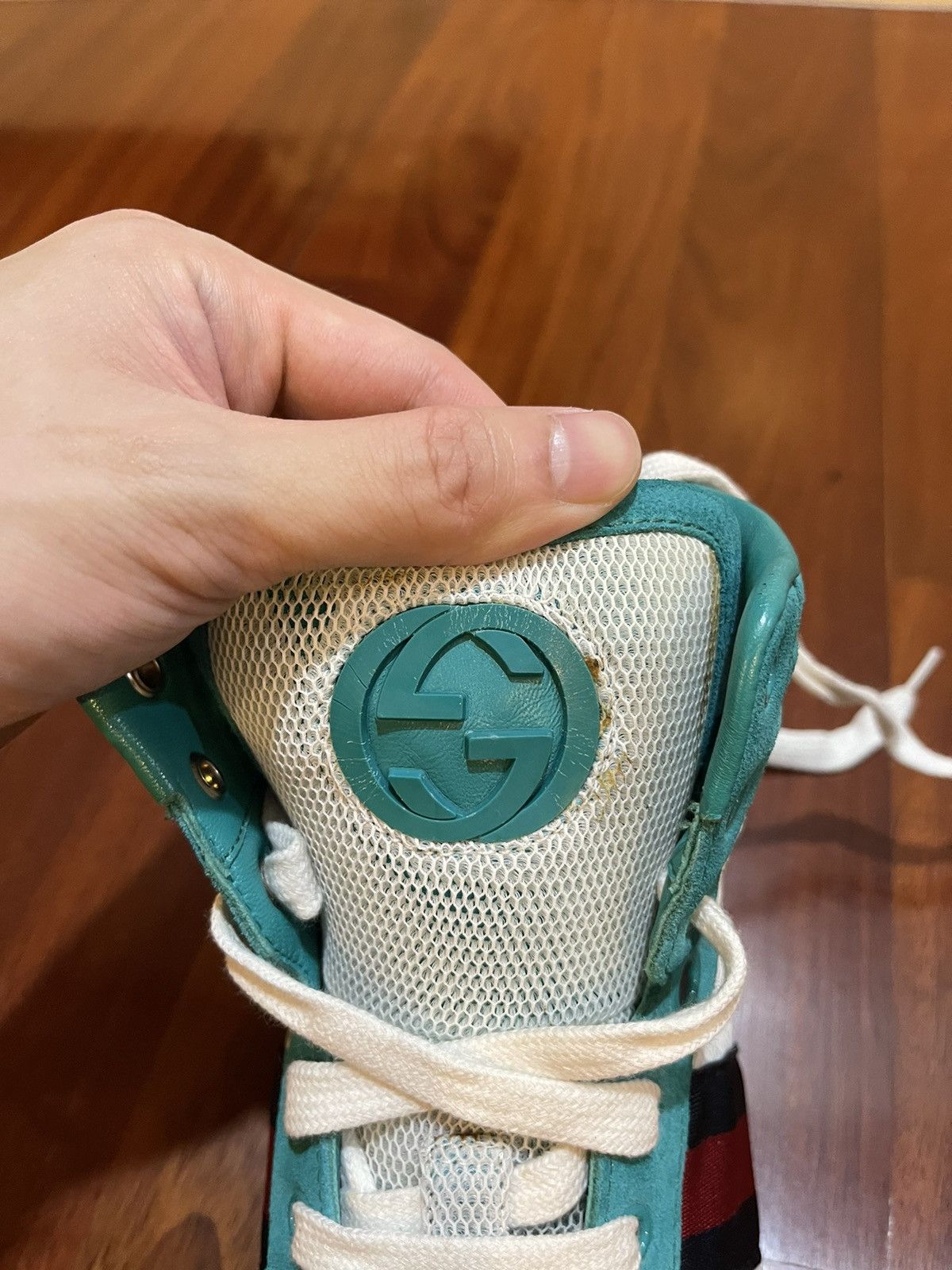 Gucci High Top Suede Mesh Green Size US 8.5 / EU 41-42 - 21 Thumbnail