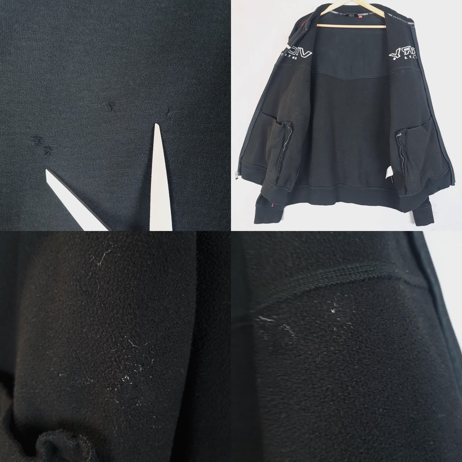 Vintage Victory Motorcycles Jacket Mens XL Black Distressed Embroidered Zip Full Zip Pockets Stand-Up Collar Autumn Casual Riding US Logo Size US XL / EU 56 / 4 - 9 Thumbnail