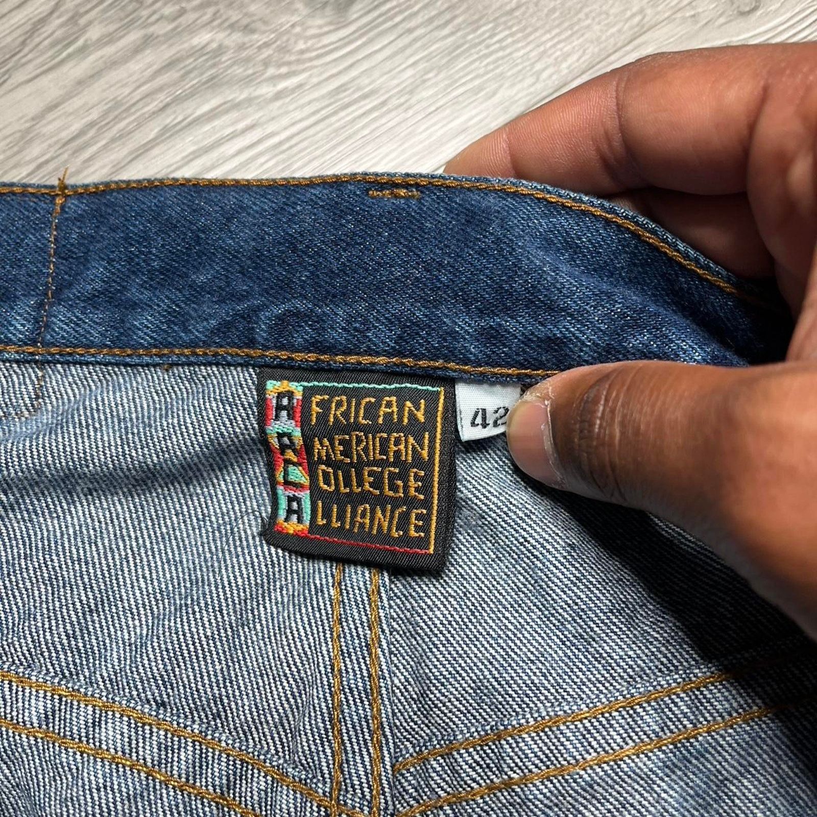 NCAA × Vintage Vintage 90’s African American College Alliance Denim Jeans Size US 42 / EU 58 - 3 Thumbnail