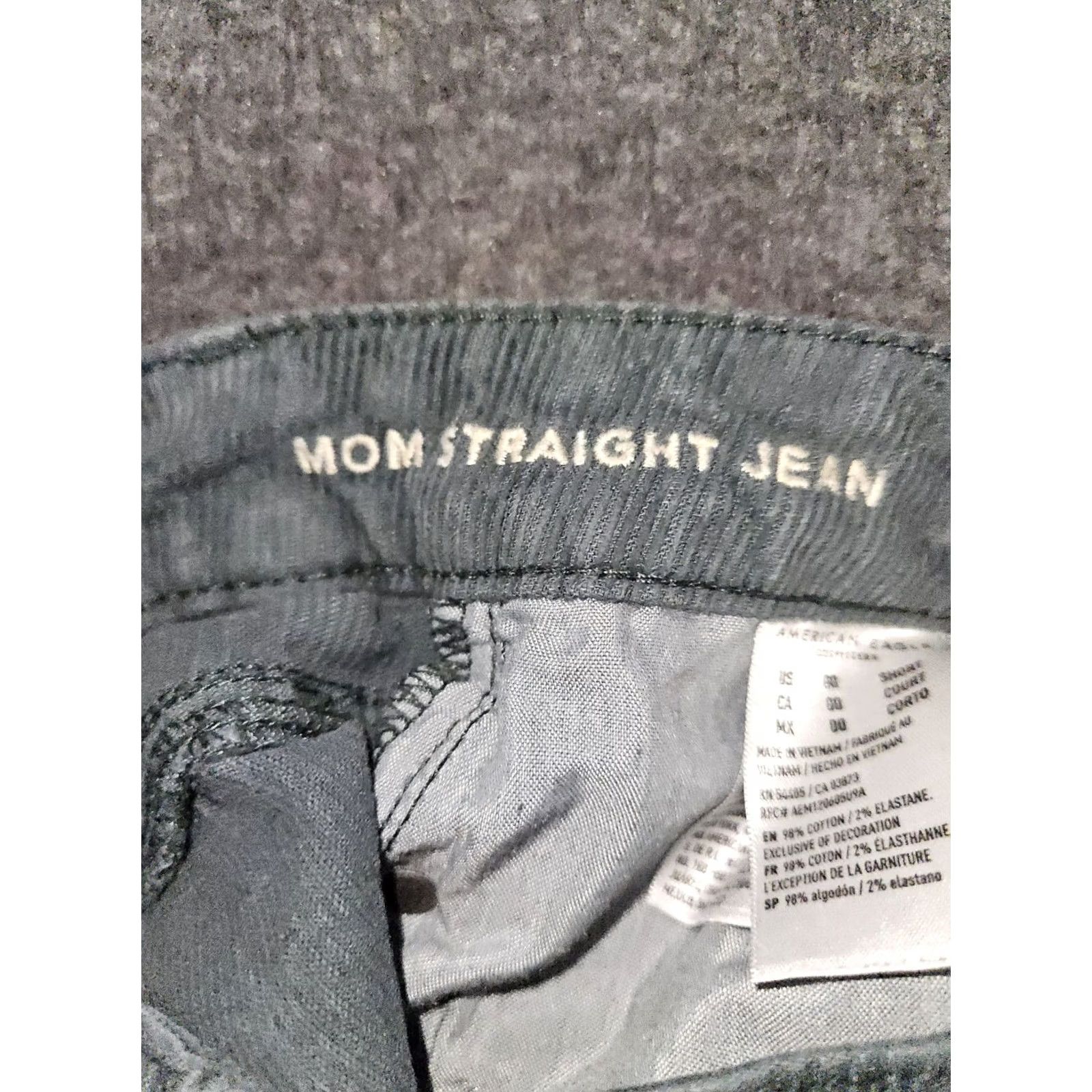 American Eagle Outfitters VINTAGE American Eagle Outfitters Mom Straight Jeans Corduroy Green 00 Short Mid Rise Womens 90s Grunge College Logo Pockets Stretch Solid Size 24" / US 00 / IT 34 - 3 Thumbnail