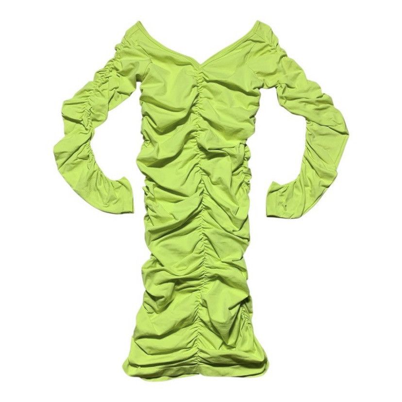 Helmut Lang HELMUT LANG RUCHED MIDI DRESS ACID LIME Size S / US 4 / IT 40 - 1 Thumbnail