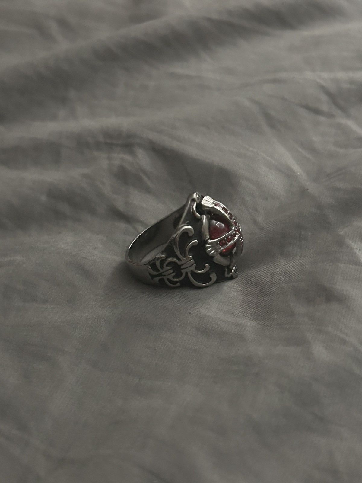 Other Silver and Red Gothic Ring Size ONE SIZE - 2 Thumbnail