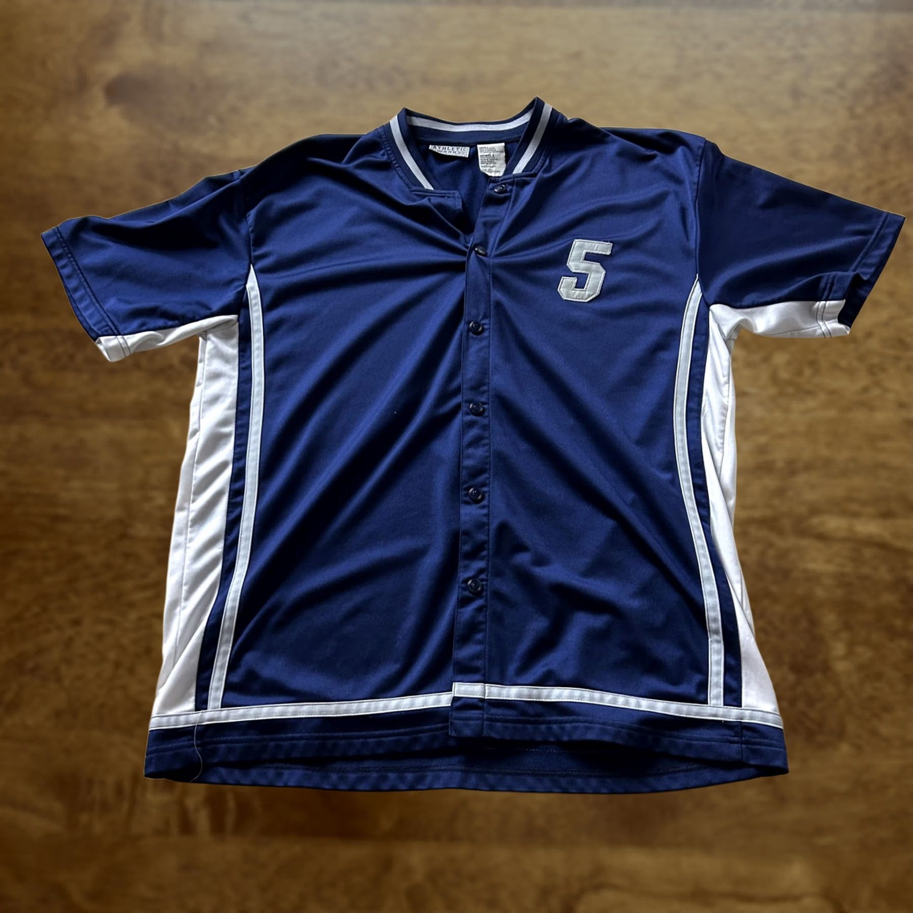 Athletic Works Athletic Works Jersey Shirt Mens L Navy Button Up #5 - Colorblock Lightweight Baseball Shirt Size US L / EU 52-54 / 3 - 1 Thumbnail