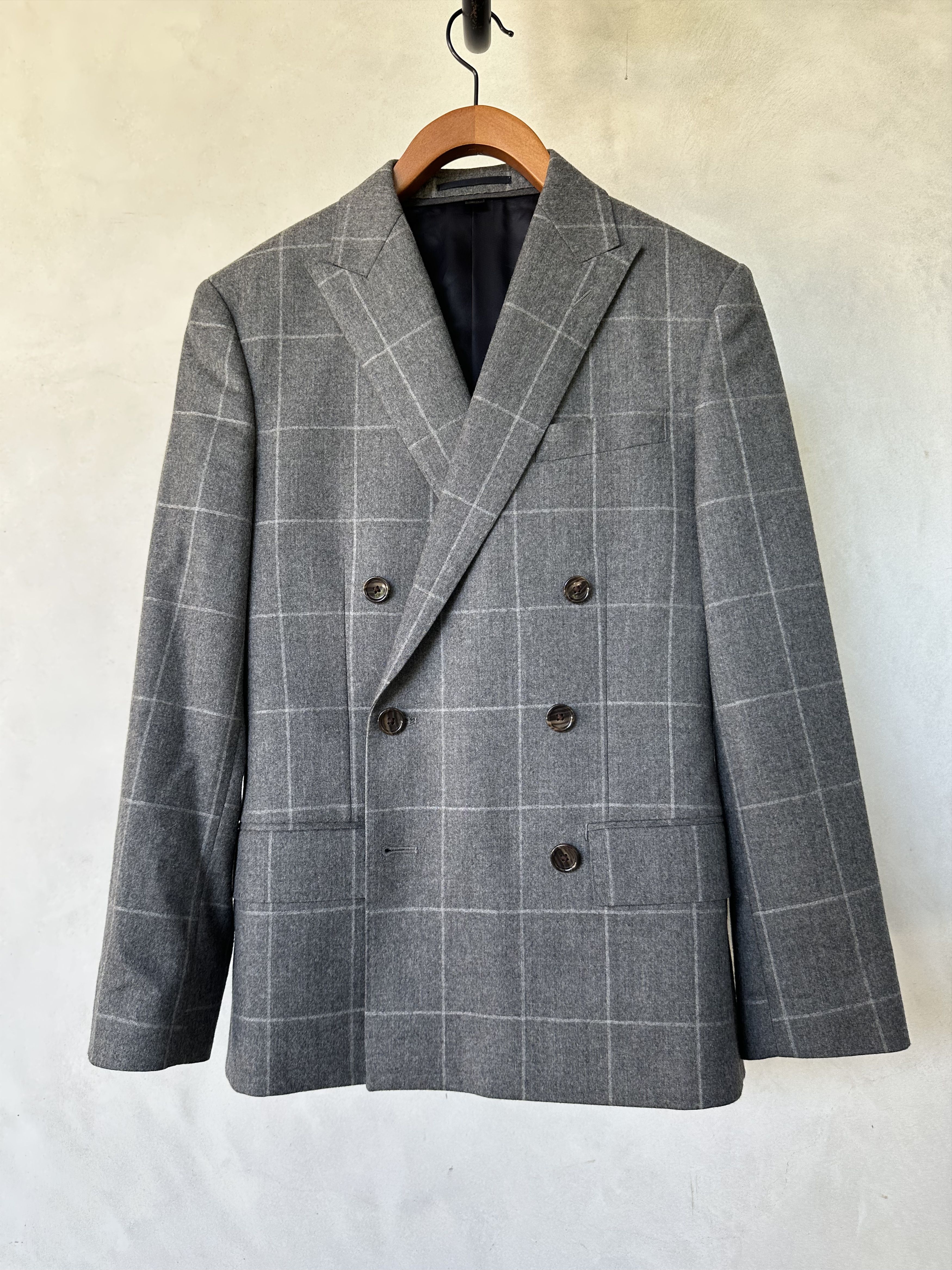 J.Crew Double Breasted Flannel Windowpane Sportscoat Size 34S - 1 Thumbnail