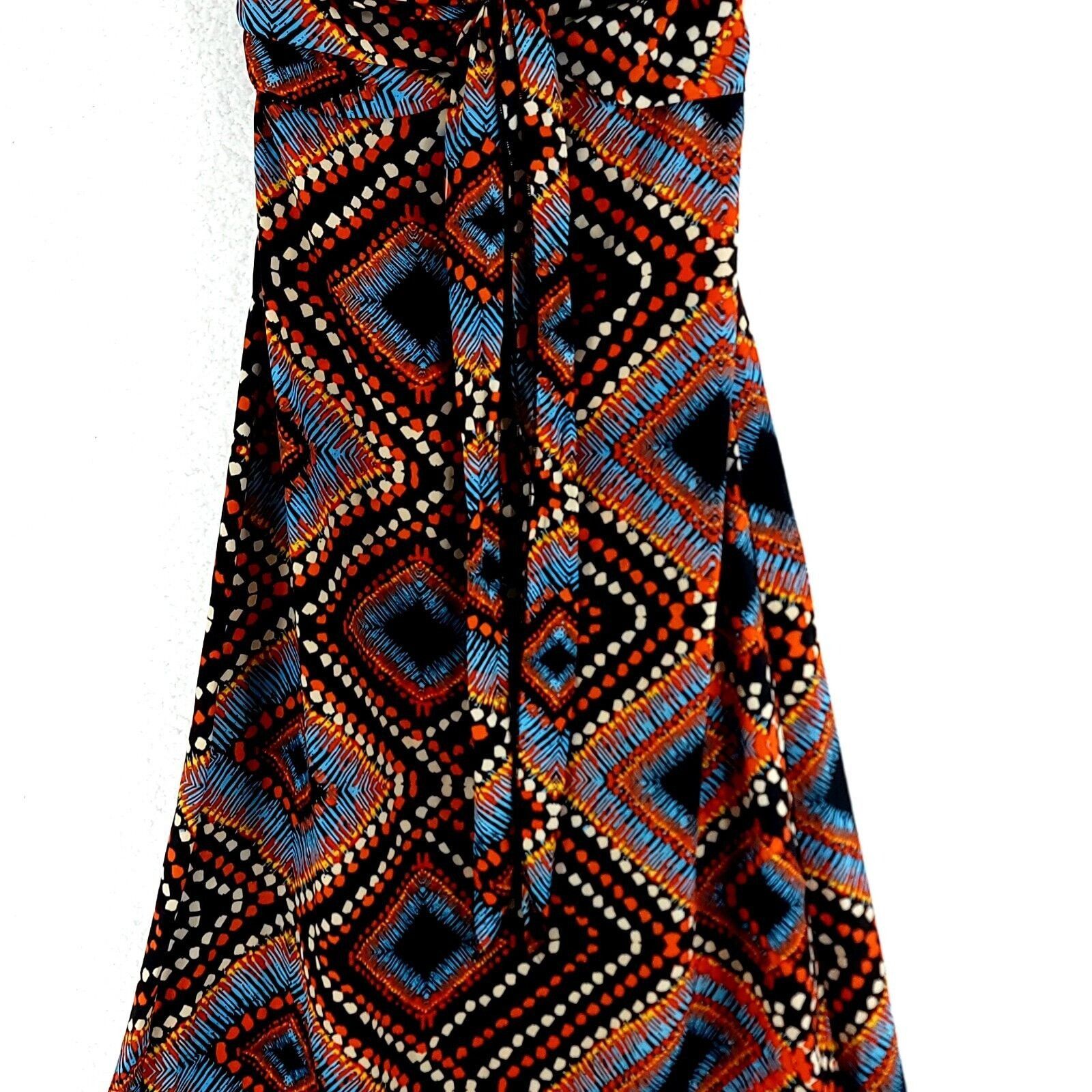 Vintage Band Of Gypsies Red Black Blue Geometric Tube Top Back Strap Size M / US 6-8 / IT 42-44 - 2 Thumbnail