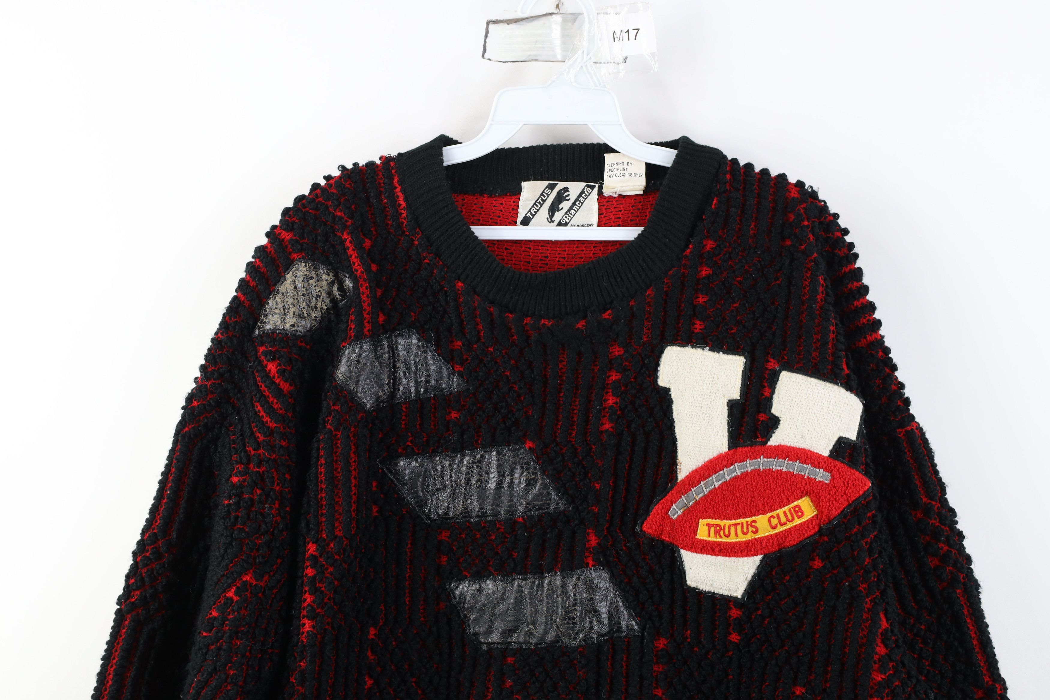 Vintage Vintage 90s Streetwear Trim Chunky Knit Football Sweater Size US M / EU 48-50 / 2 - 2 Thumbnail