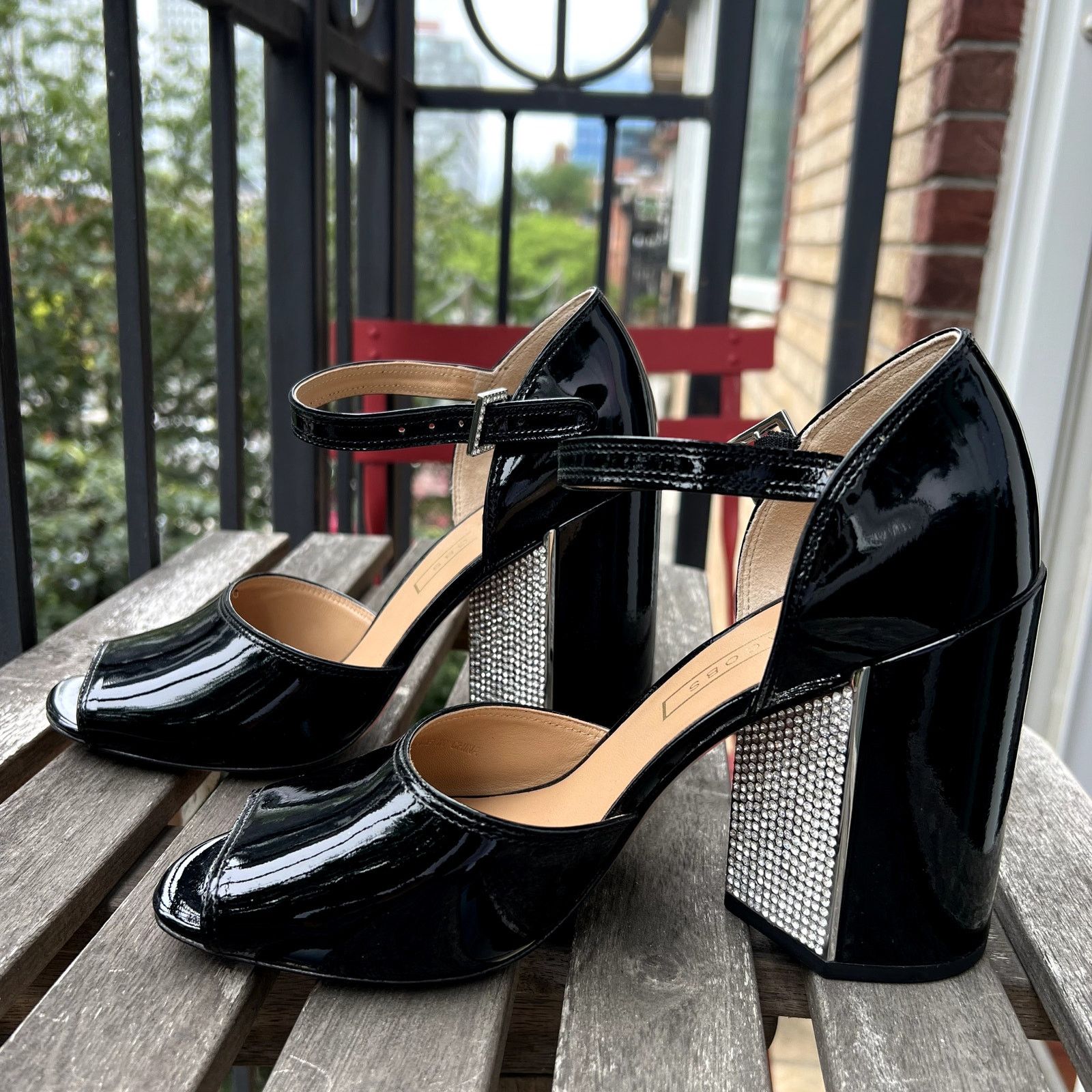 Marc Jacobs Marc Jacobs Kasia Strass Black Patent Leather Heeled Sandals Size US 9 / IT 39 - 5 Thumbnail