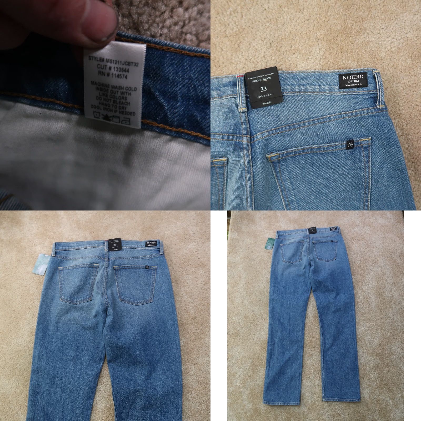 Denime VINTAGE No End Denim Jeans Mens Straight leg 33x32 Blue USA 5-Pocket Design Denim Slim 33 Womens? Size US 33 - 8 Thumbnail