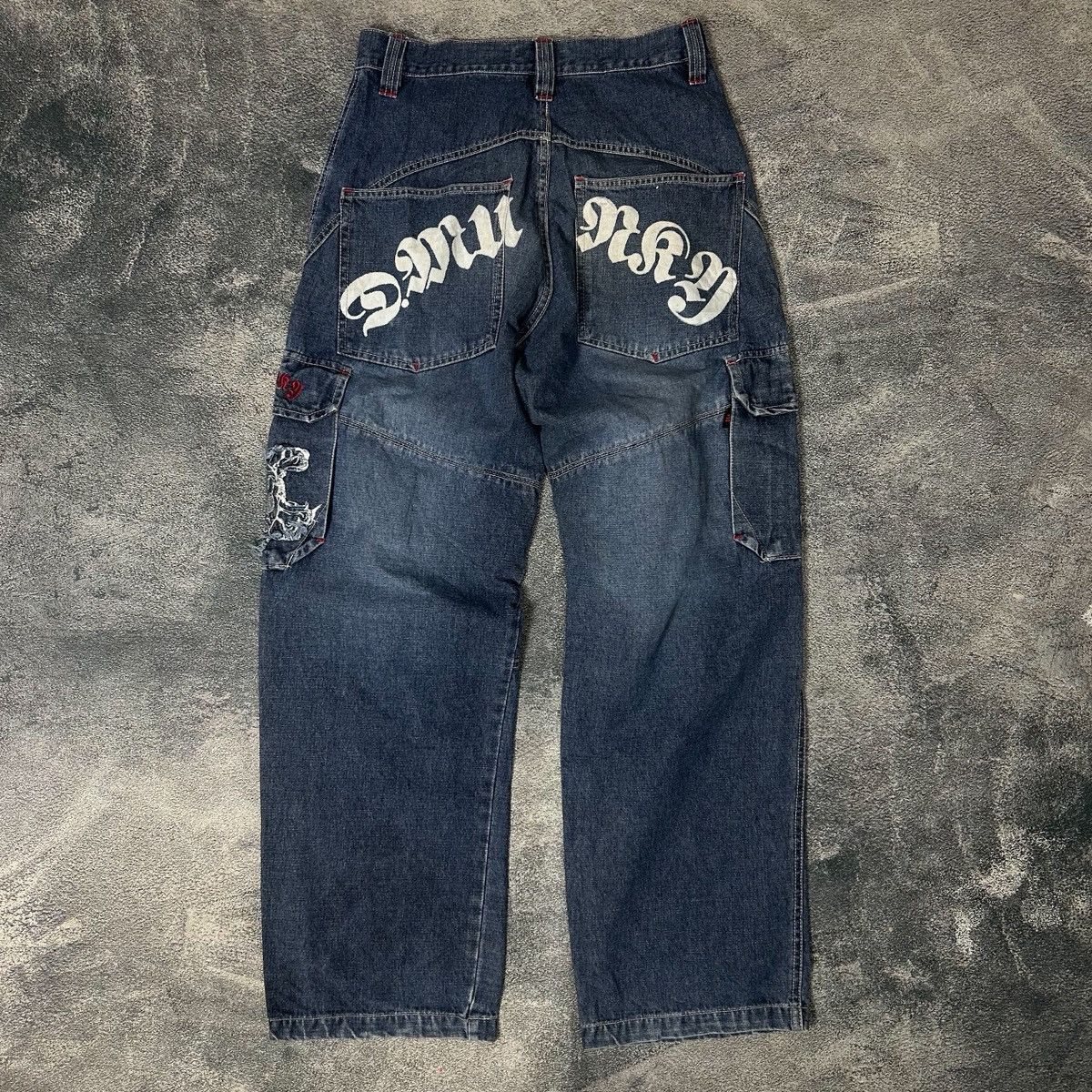 DrunknMunky Y2k Vtg Drunknmunky Baggy Jeans Embroidered Skull Size US 28 / EU 44 - 2 Thumbnail