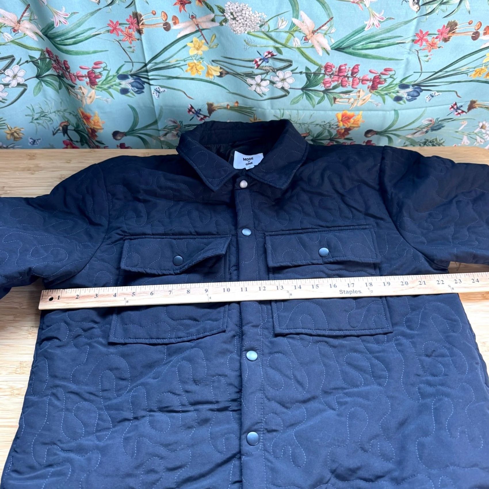 Vintage Mode of One Mens Swirl Quilted Snap Front Shirt Jacket Deep Black M Size US M / EU 48-50 / 2 - 7 Thumbnail
