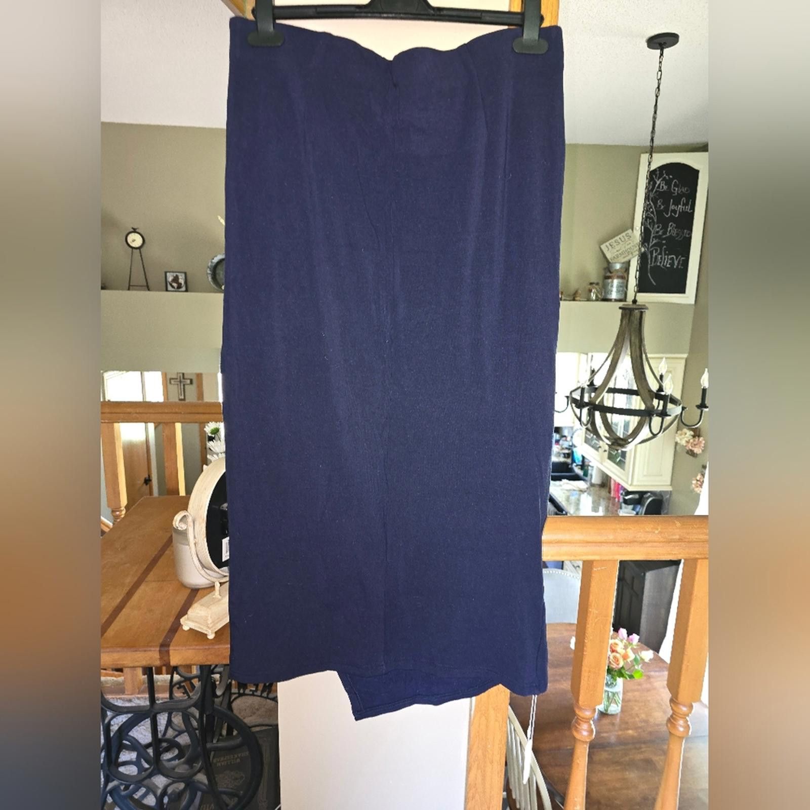 Designer OGL Blue Asymmetrical Midi Pencil Skirt Size 28" / US 6 / IT 42 - 2 Thumbnail