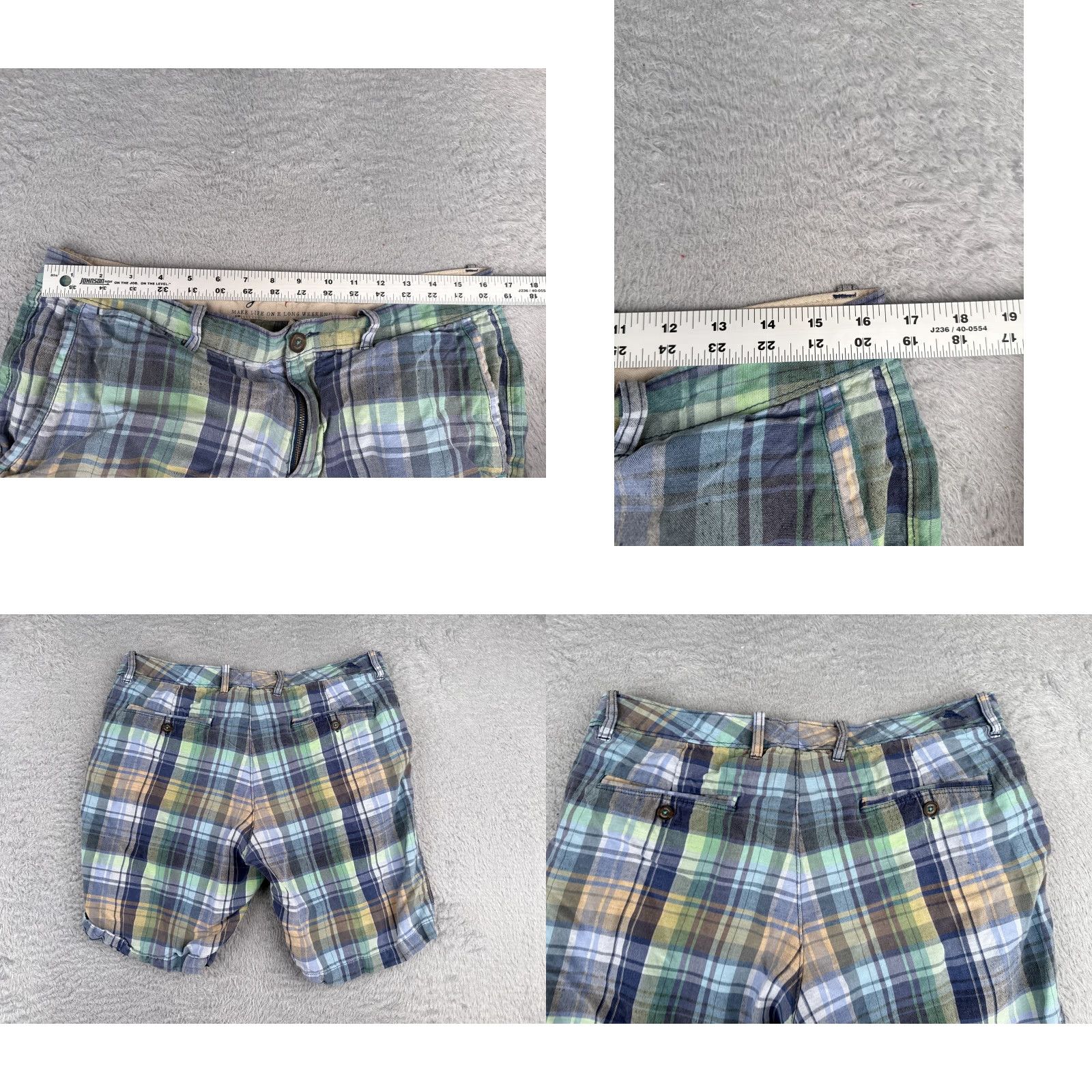 Tommy Bahama Tommy Bahama Shorts Men 33 Blue Plaid Linen Tencel Beach Resort 33x10 Chino Casual Travel Wallet Pockets Slim Relaxed Mens Size US 33 - 9 Thumbnail