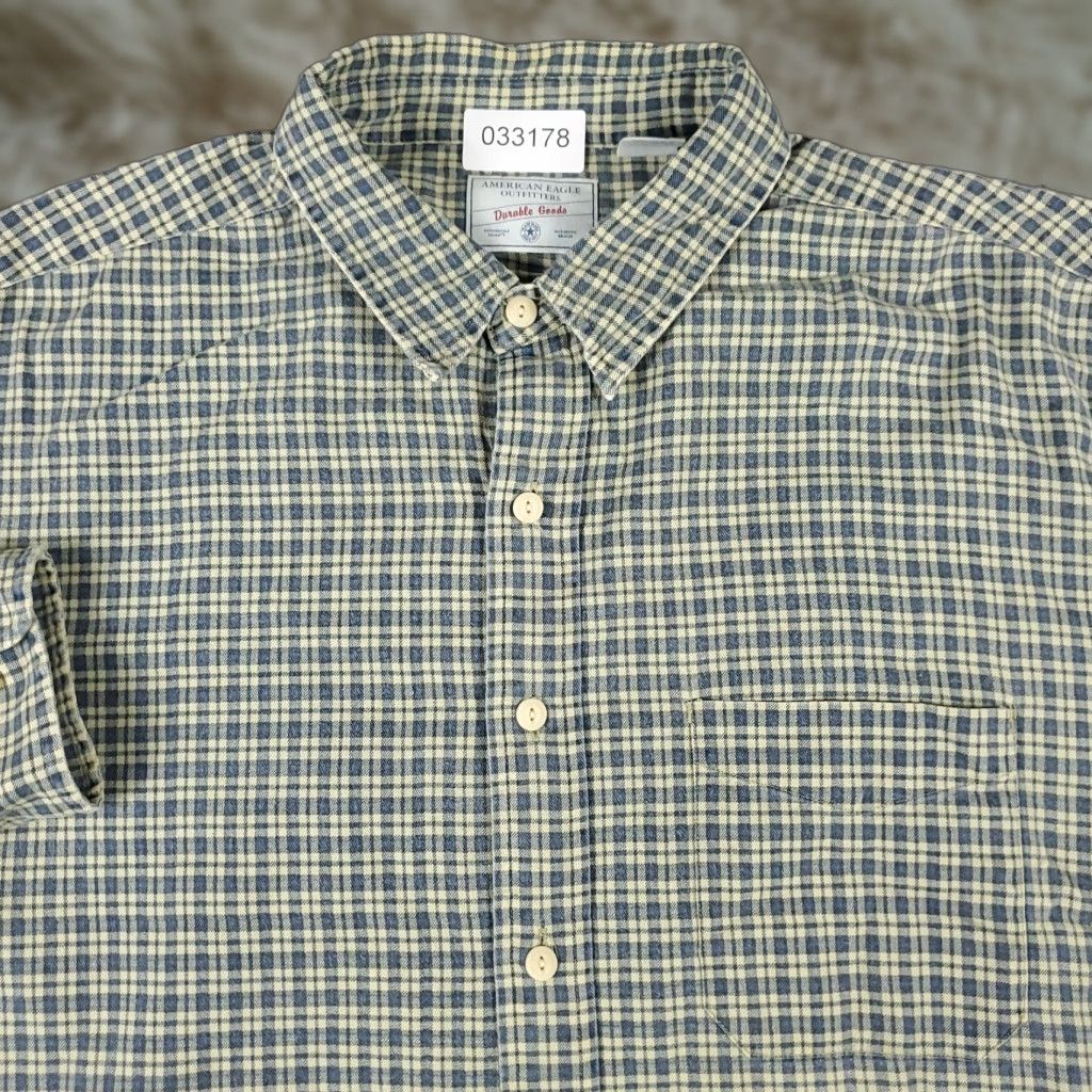 American Eagle Outfitters VINTAGE American Eagle Outfitters Shirt Men XL Blue Plaid Button-Up Long Sleeve Size US XL / EU 56 / 4 - 1 Thumbnail