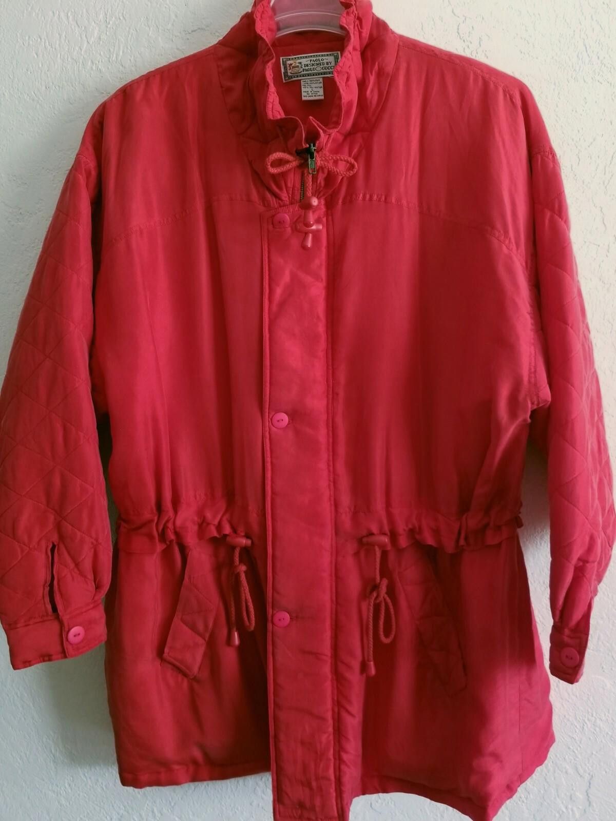 Paolo Gucci Vtg Gucci Silk Jacket Womens Oversized 1980s Collectible Red Size L / US 10 / IT 46 - 8 Thumbnail