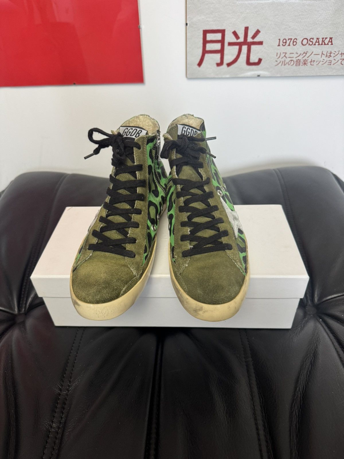 Golden Goose Golden Goose Hi Top Sneakers Italy Leopard Camo Green Rare Size US 8 / IT 38 - 2 Thumbnail
