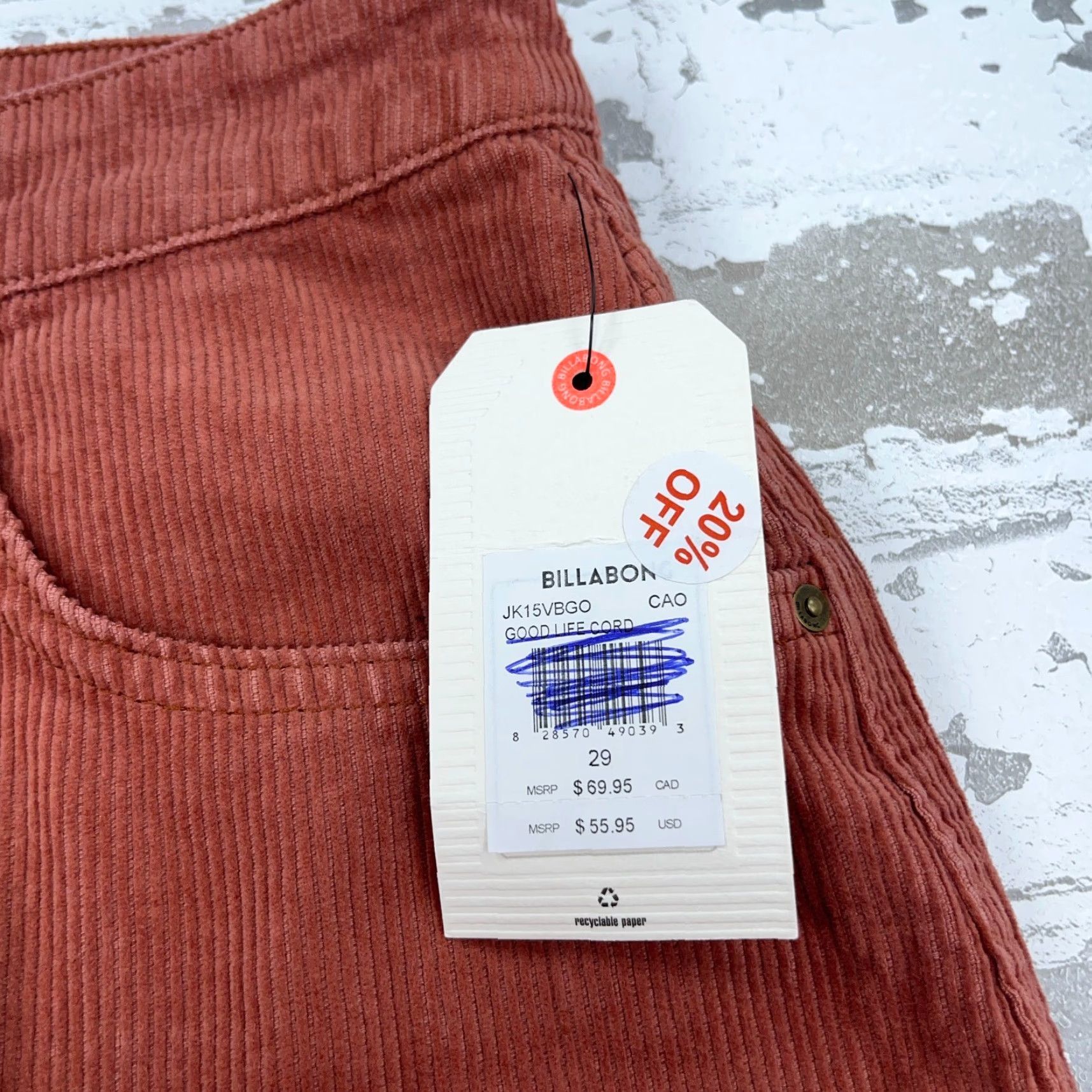 Billabong Billabong Skirt Women 6 Red Mini Corduroy Button Fly 90s Vintage Style, All Seasons, Casual Womens Size 28" / US 6 / IT 42 - 5 Thumbnail