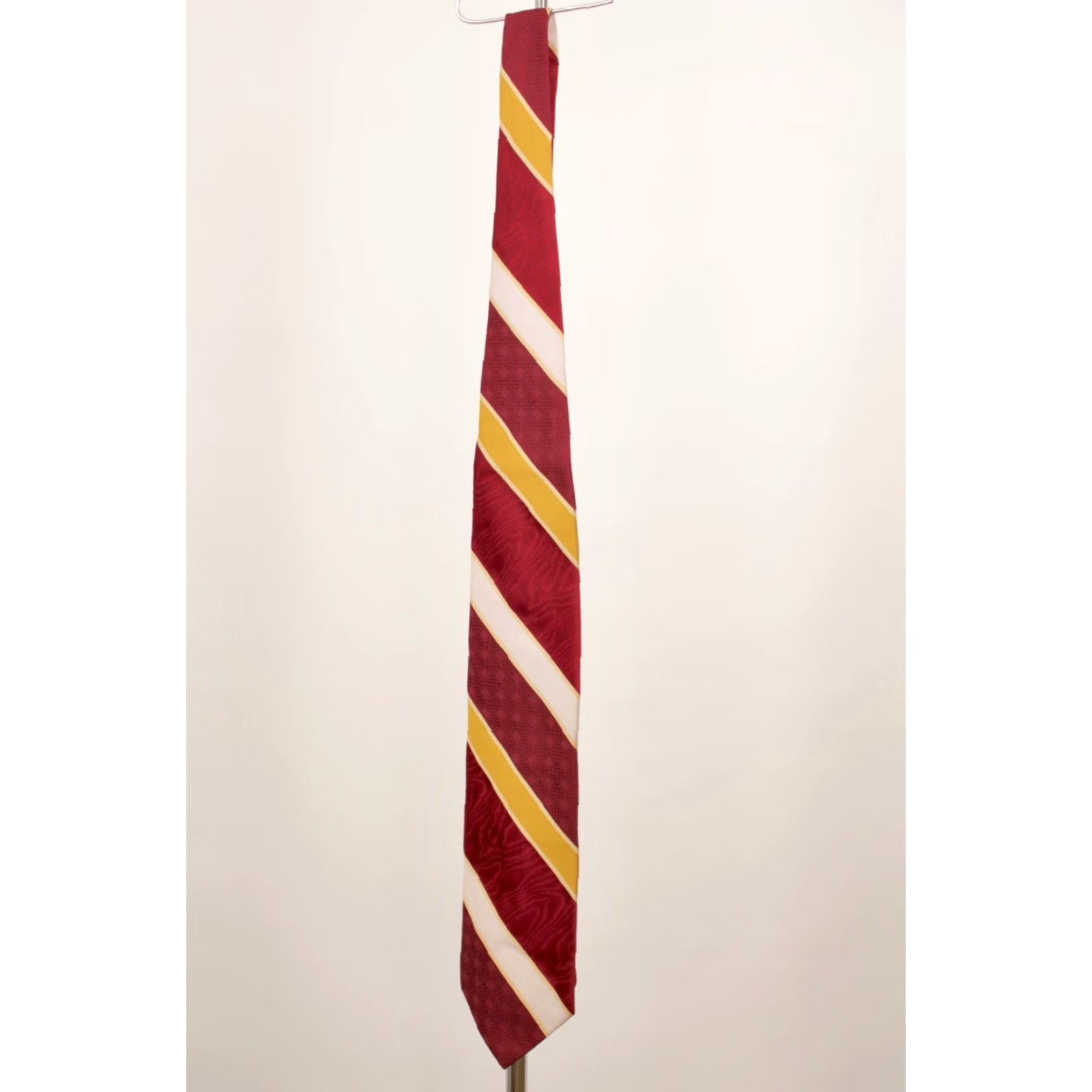 Vintage VTG 1970s James Davis NOS Necktie - Dark Red & Grey Striped Polyester Tie Mens, 58" L, 4" W, Great Unworn Vintage Condition, 70s Tie Size ONE SIZE - 6 Thumbnail
