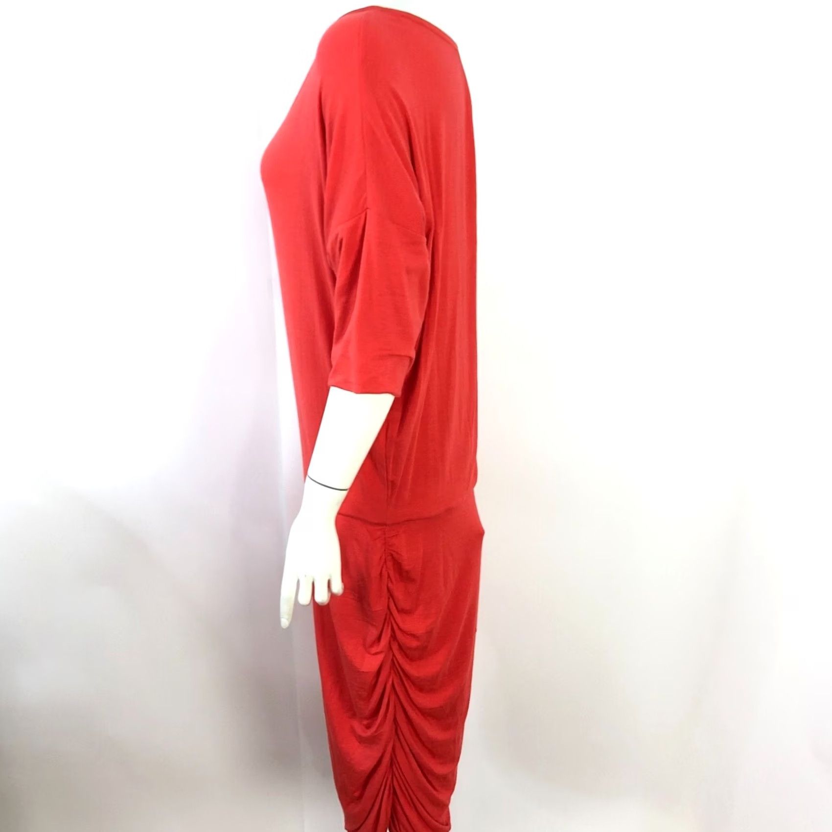 Athleta Athleta Solstice Tee Dress Midi Ruched Orange 243065 Women L Solid Jersey Round Neck Short Sleeve Classic T-Shirt Dress Size L / US 10 / IT 46 - 2 Thumbnail
