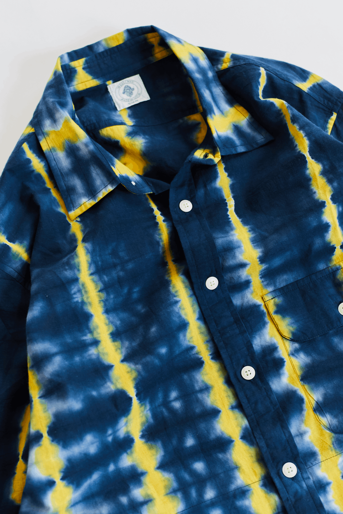 18 East Bangs Button Up Overshirt - Navy/Sunshine Tie Dye Stripe Size US L / EU 52-54 / 3 - 2 Thumbnail