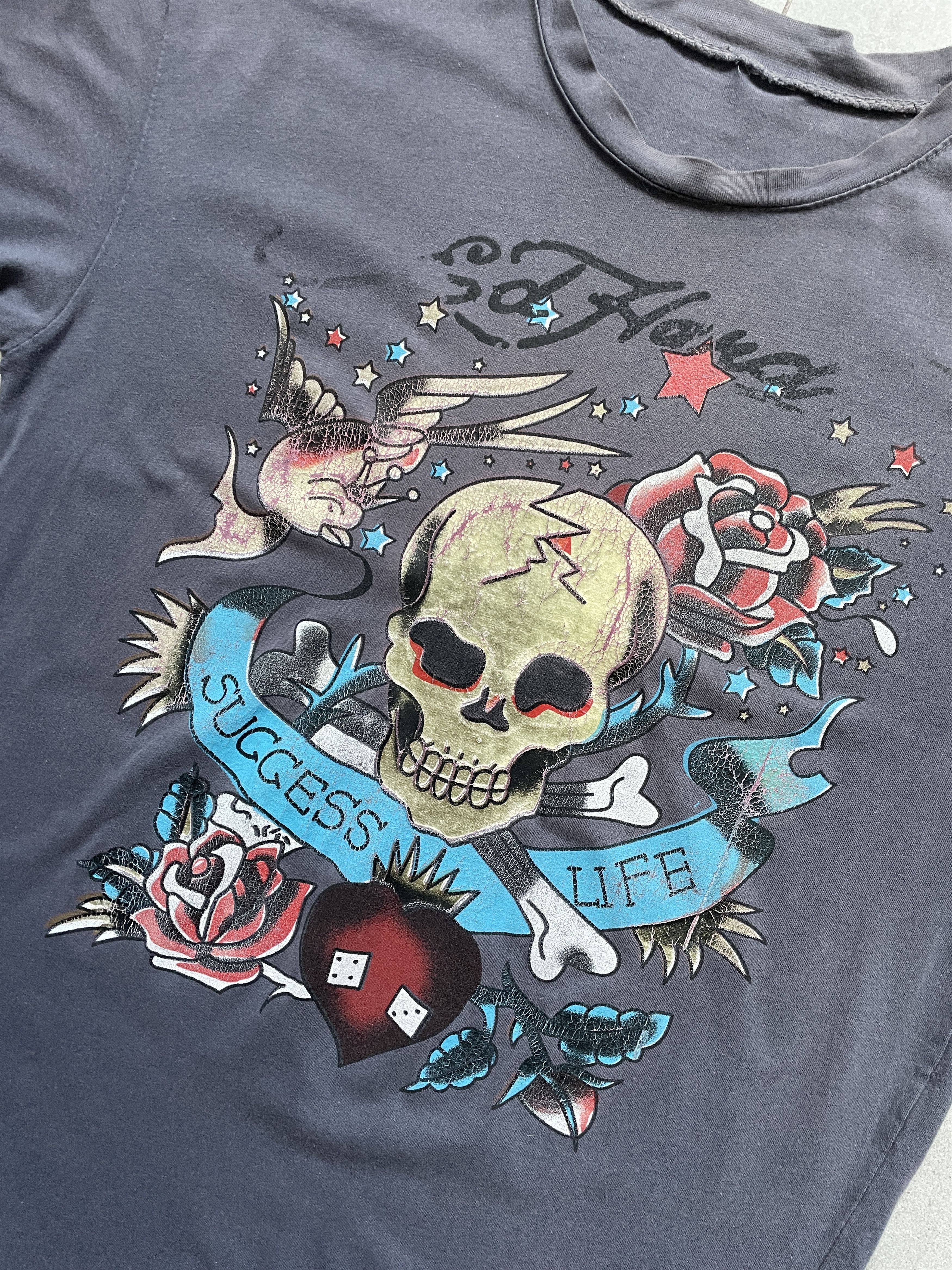 Ed Hardy Y2K ED HARDY BY CHRISTIAN AUDIGIER PUNK ROCK DISTRESSED TEE Size US L / EU 52-54 / 3 - 2 Thumbnail