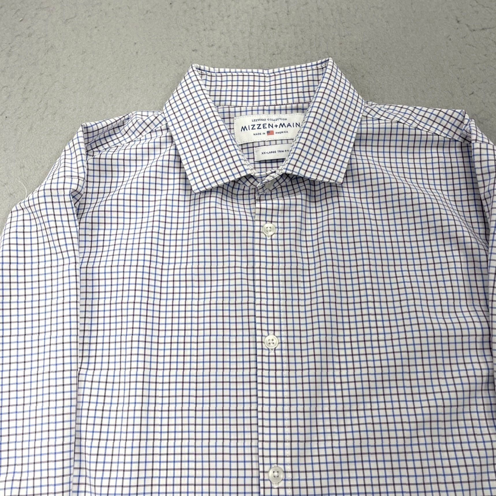 Mizzen+Main Mizzen+Main Shirt Mens 2XL Trim Fit White Blue Check Performance Stretch Shirt Mens 2XL White Blue Check Mizzen+Main Button-Up Casual Preppy 90s? Size US XXL / EU 58 / 5 - 2 Thumbnail