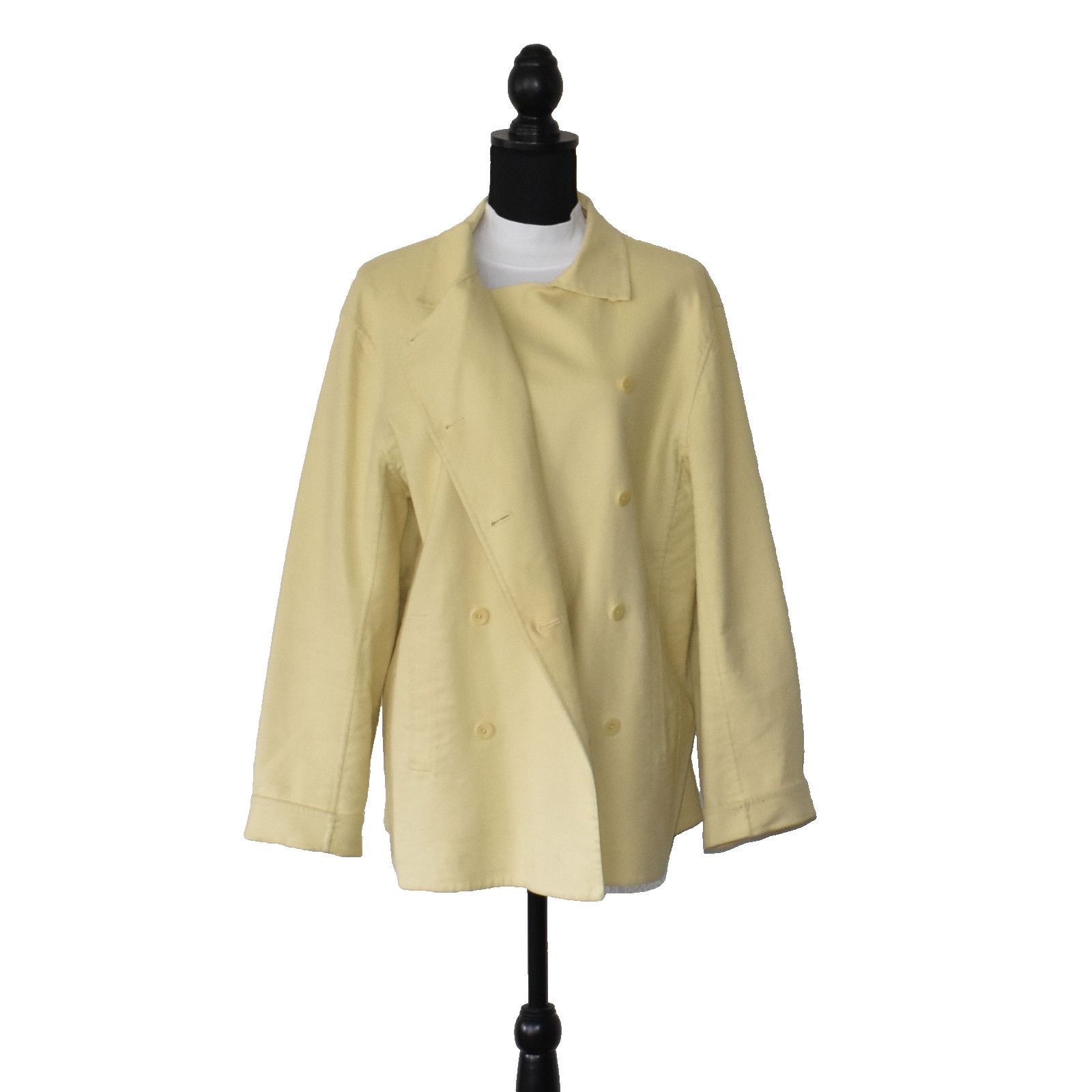 Eileen Fisher EILEEN FISHER Yellow Cotton Blend Double Breasted Jacket 1X Size XL / US 12-14 / IT 48-50 - 4 Thumbnail