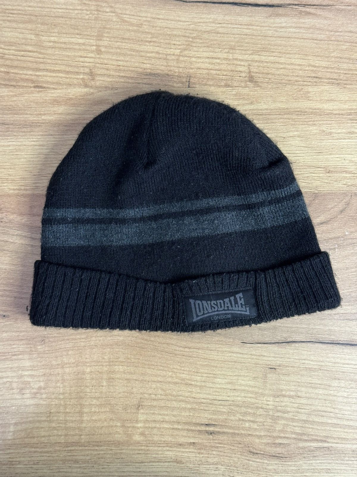 Lonsdale Lonsdale London Striped Beanie Hat - Black/Grey - One Size Size ONE SIZE - 1 Thumbnail