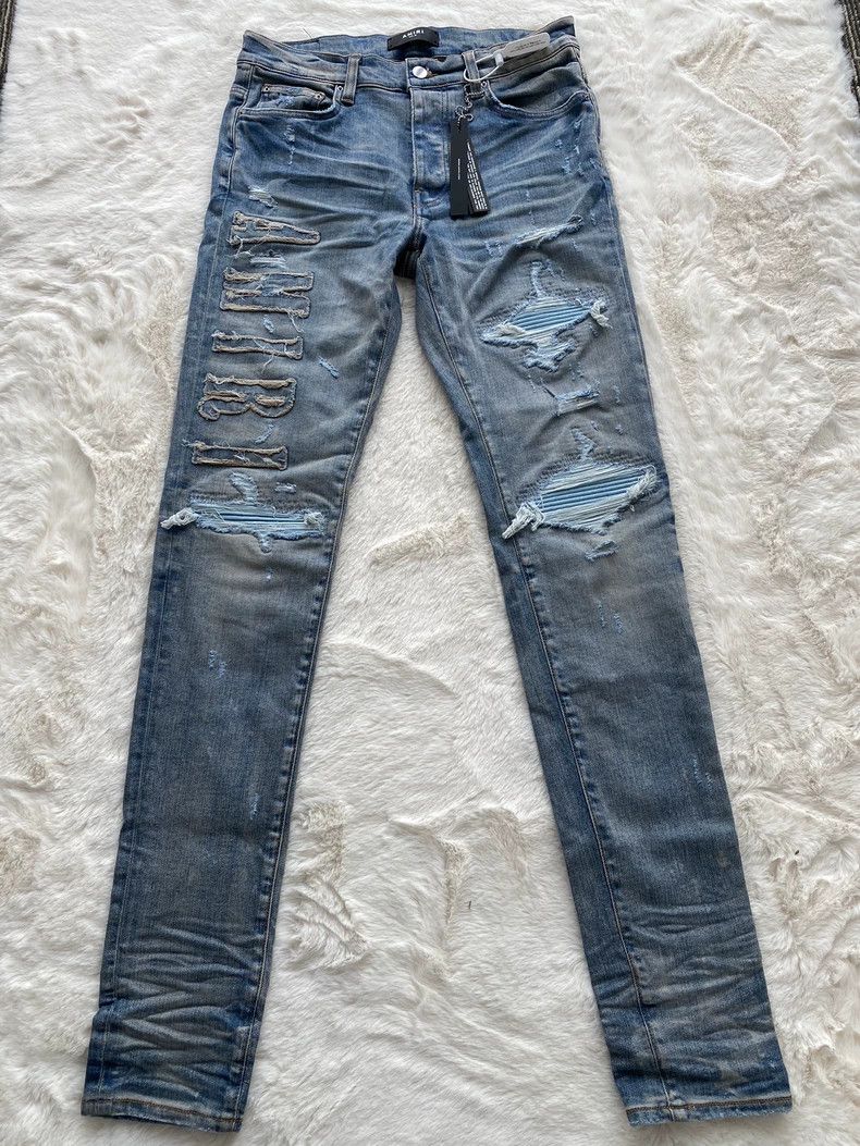 Amiri Amiri Blue Logo Denim Pants Size US 32 / EU 48 - 1 Thumbnail