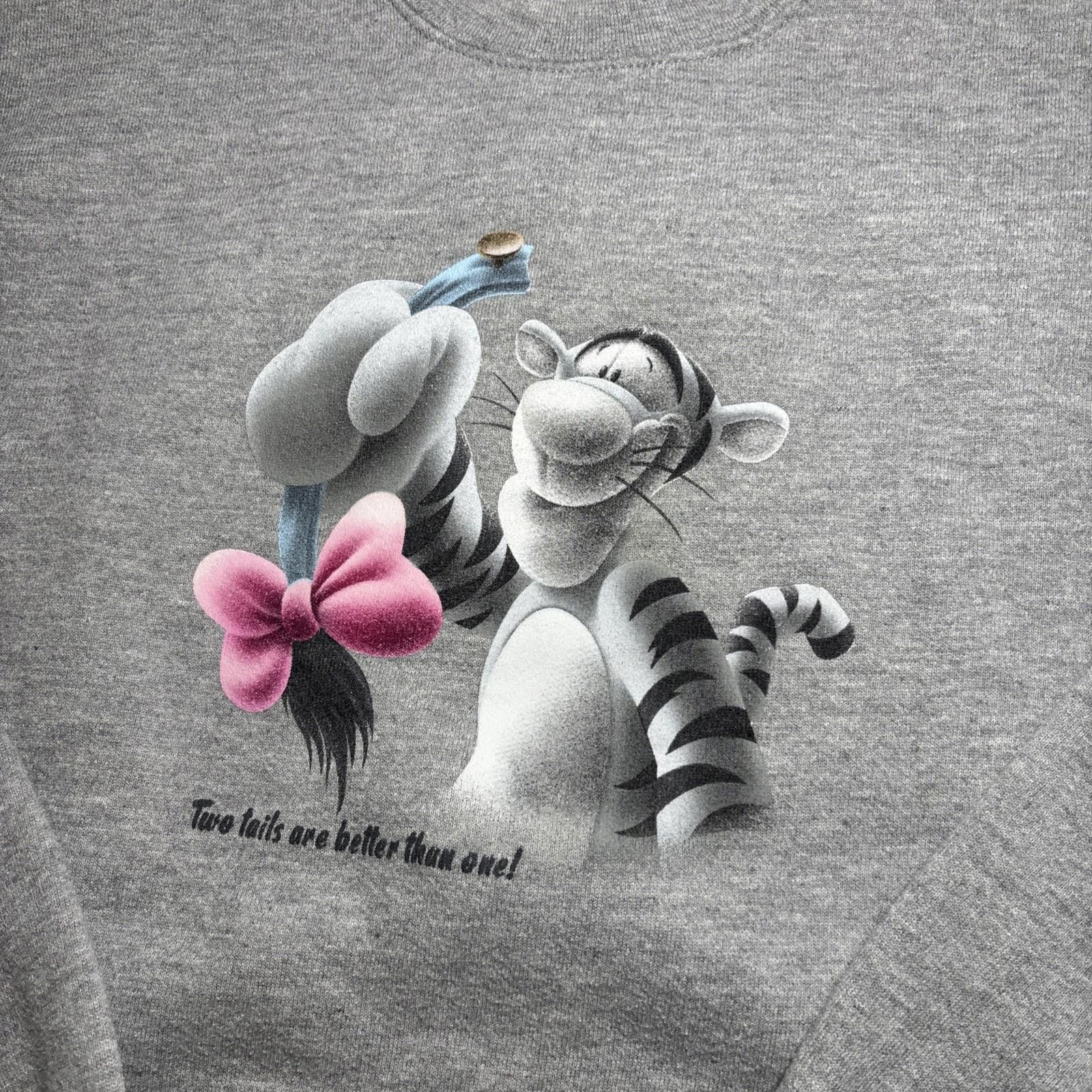 Disney Disneyland Sweatshirt Small Grey Winnie the Pooh Tiger VTG Size S / US 4 / IT 40 - 2 Thumbnail