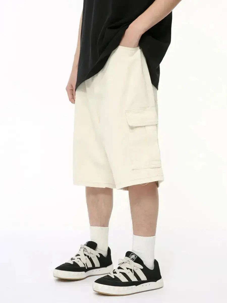 Japanese Brand Retro loose apricot pocket denim shorts Size US 32 / EU 48 - 1 Thumbnail