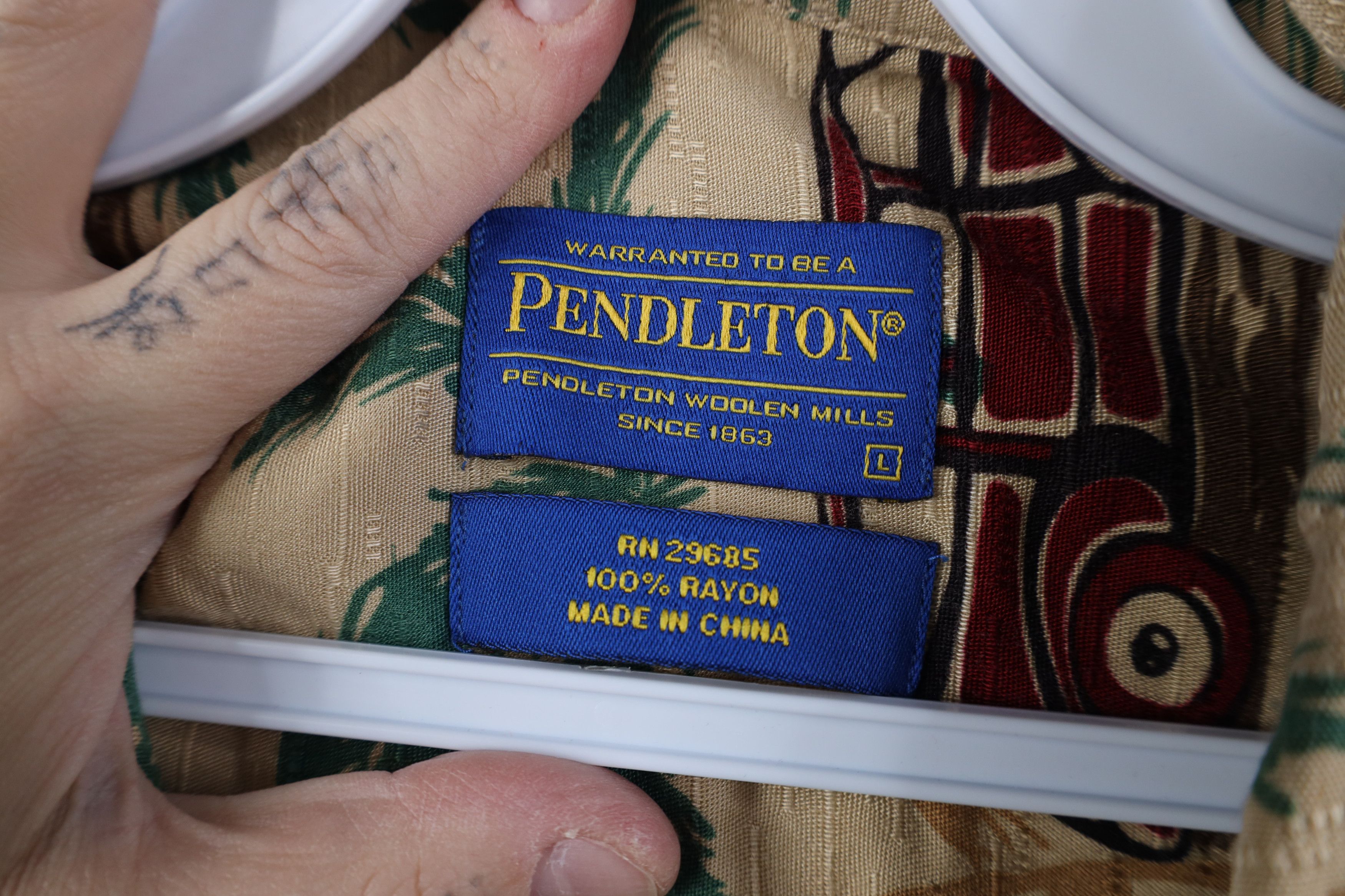 Pendleton Vintage 90s Pendleton Looped Camp Collar Button Shirt Size US L / EU 52-54 / 3 - 7 Thumbnail