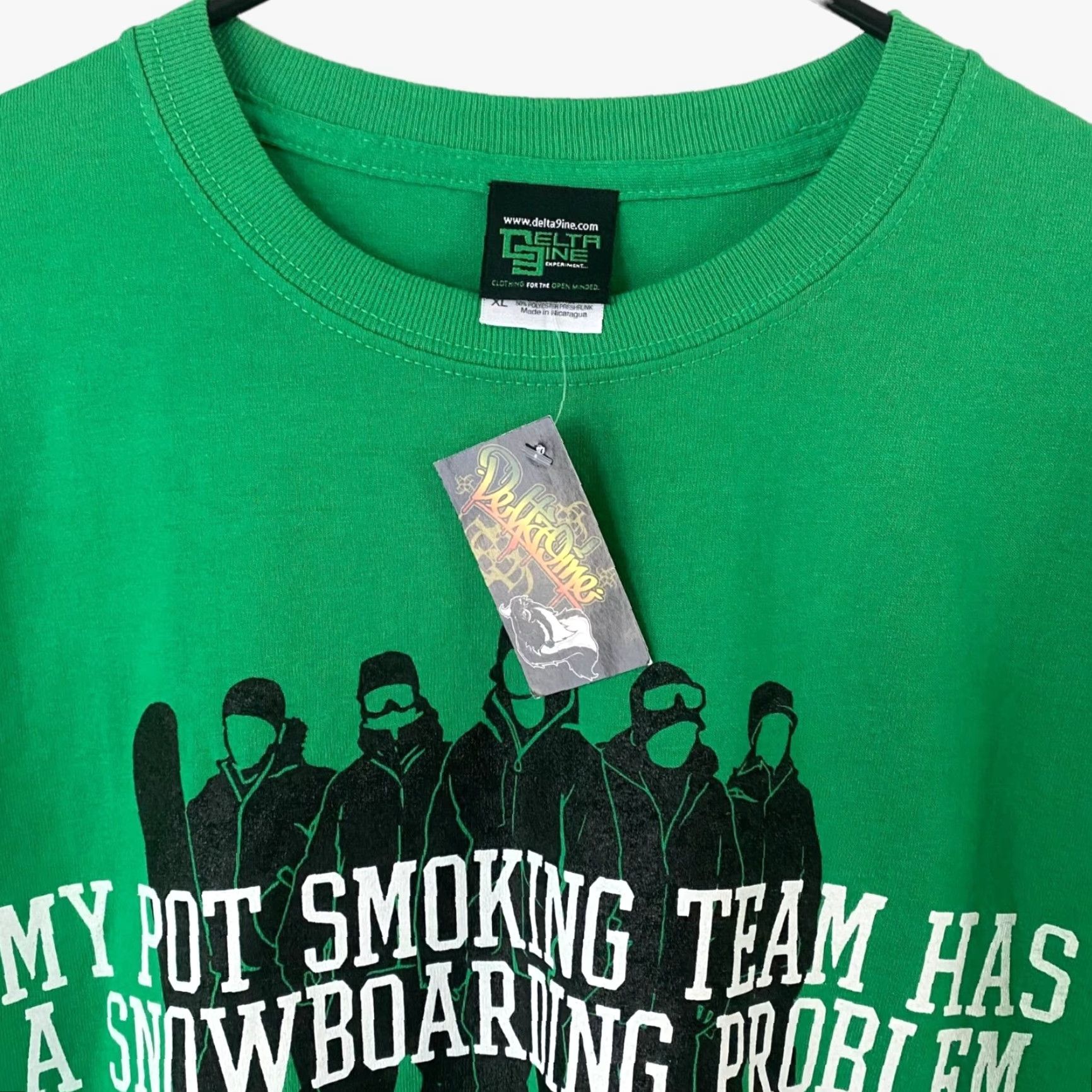 Delta VINTAGE Delta 9ine Stoner Snowboarding Team T-Shirt Green Short Sleeve Cannabis Tee XL New Size US XL / EU 56 / 4 - 5 Thumbnail