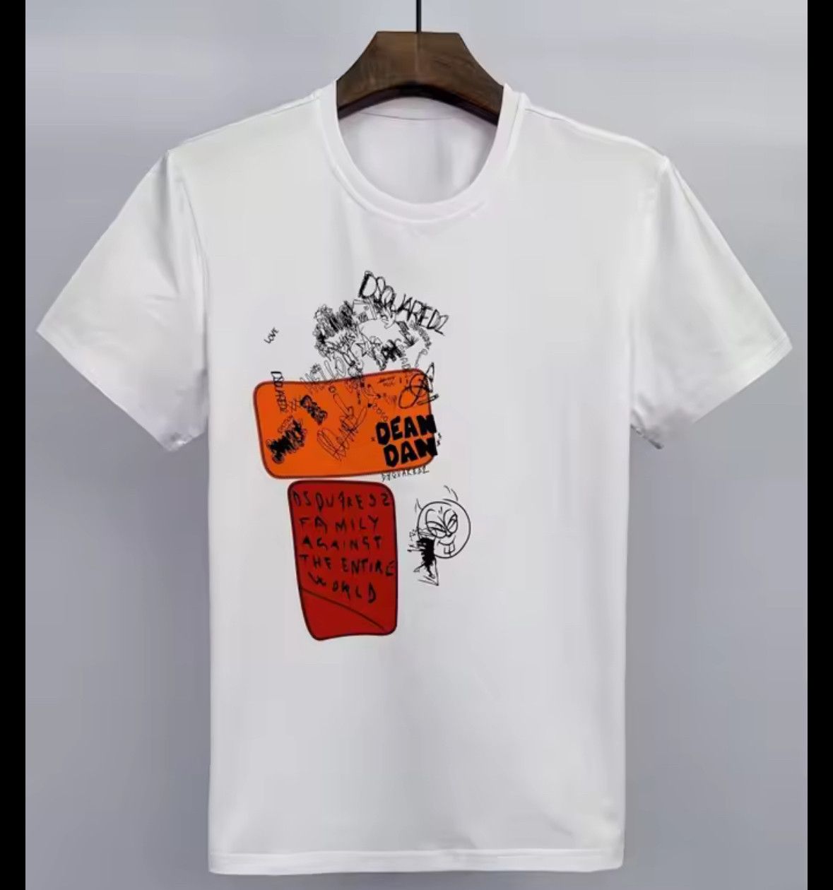 Japanese Brand Streetwear Red Orange Letters Graffiti Printed White T-Shirt Size US XXL / EU 58 / 5 - 3 Thumbnail